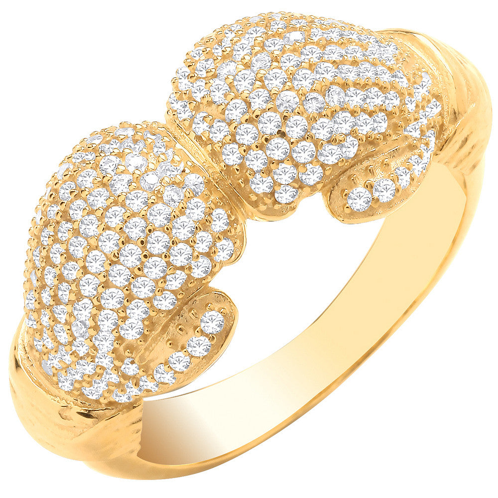 Yellow Gold Boxing Gloves Cubic Zirconia Gents Ring - 9ct Gold