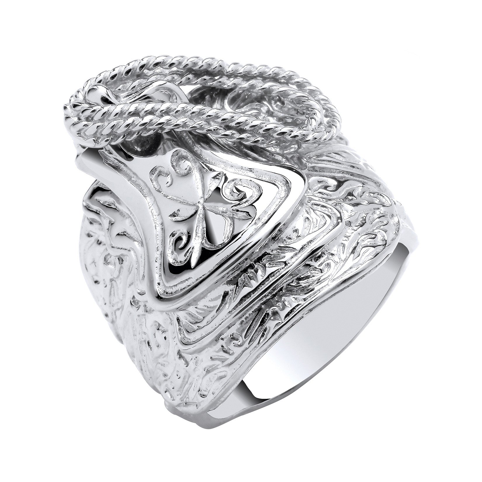 Silver Gents Large Saddle Ring - Silver