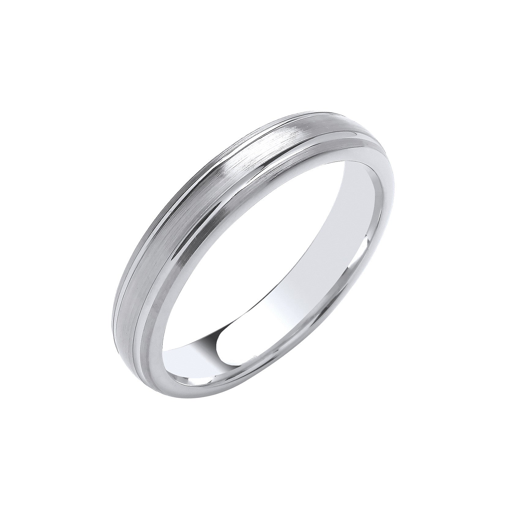 4mm Traditional Court Track Edges Wedding Band - 9ct Gold