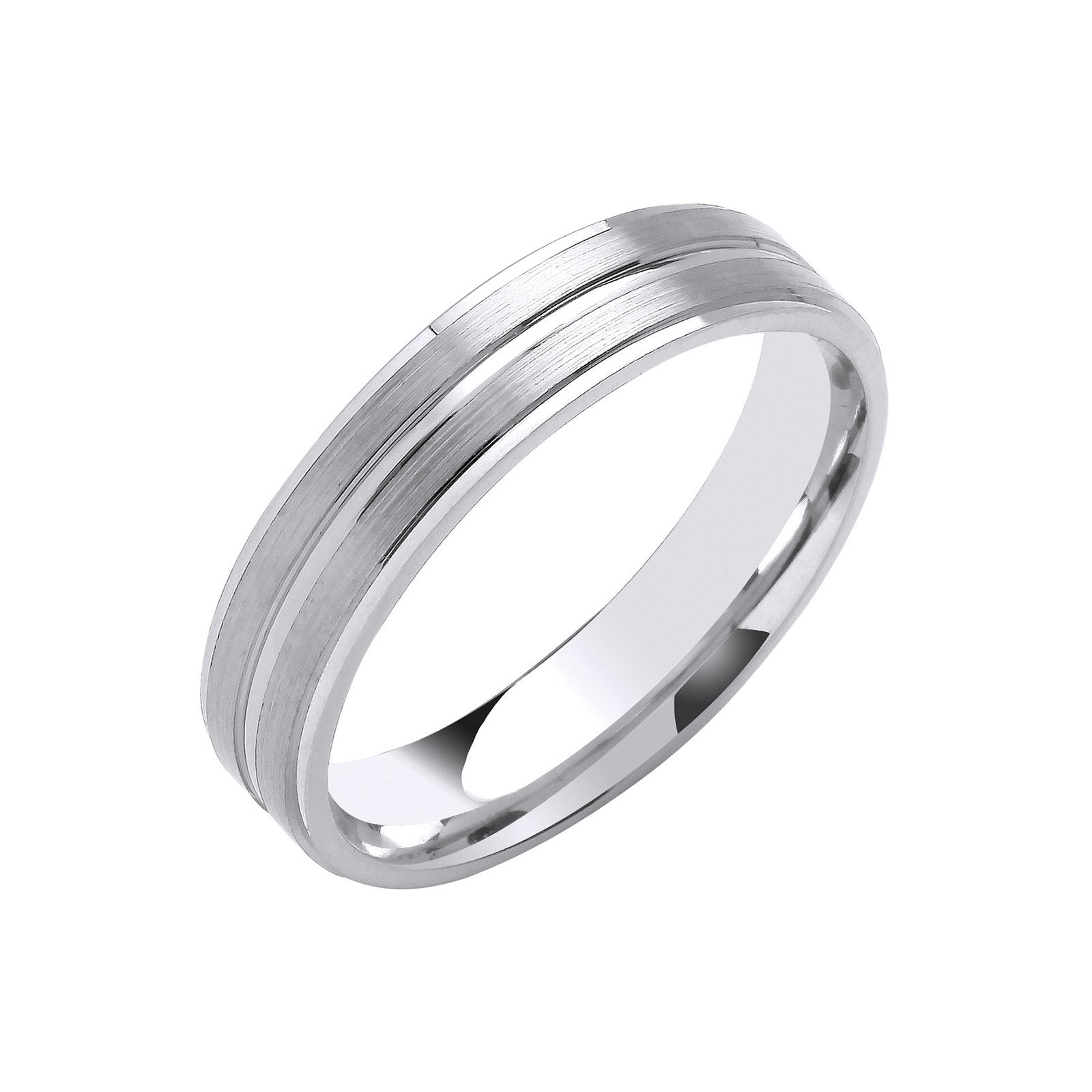 5mm Flat Court Track Edges & Centre Wedding Band