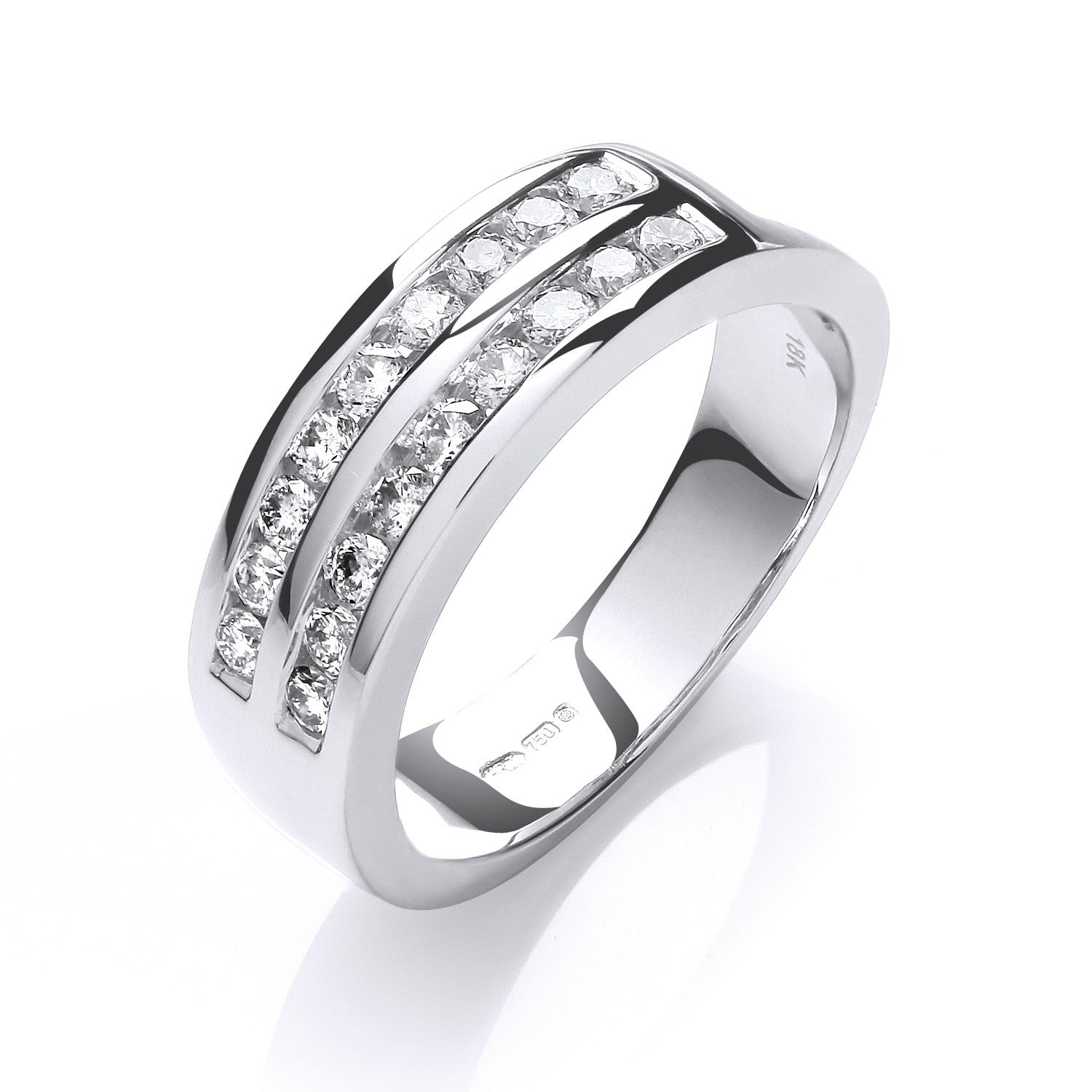 18ct White Gold D.0.50ctw Diamond Half Eternity Ring - 18ct Gold