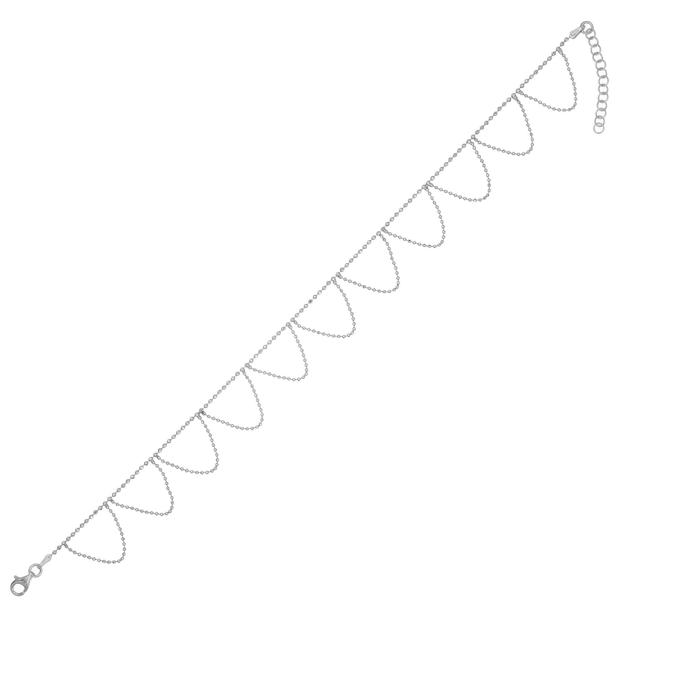 Silver Frill Style Beads Anklet - Silver