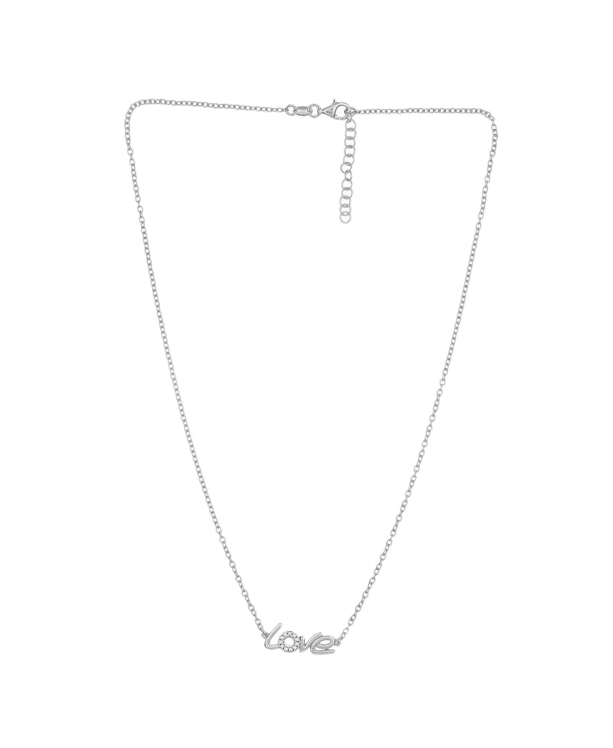 Silver LOVE 16" + 2” Extender Necklace/07" Bracelet - Silver