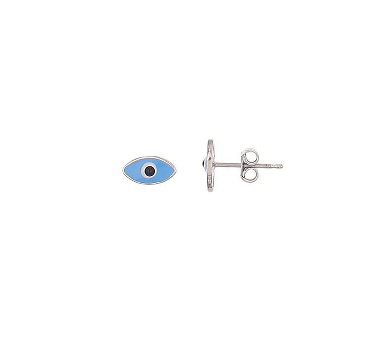 Silver Evil Eye Stud Earrings - Silver