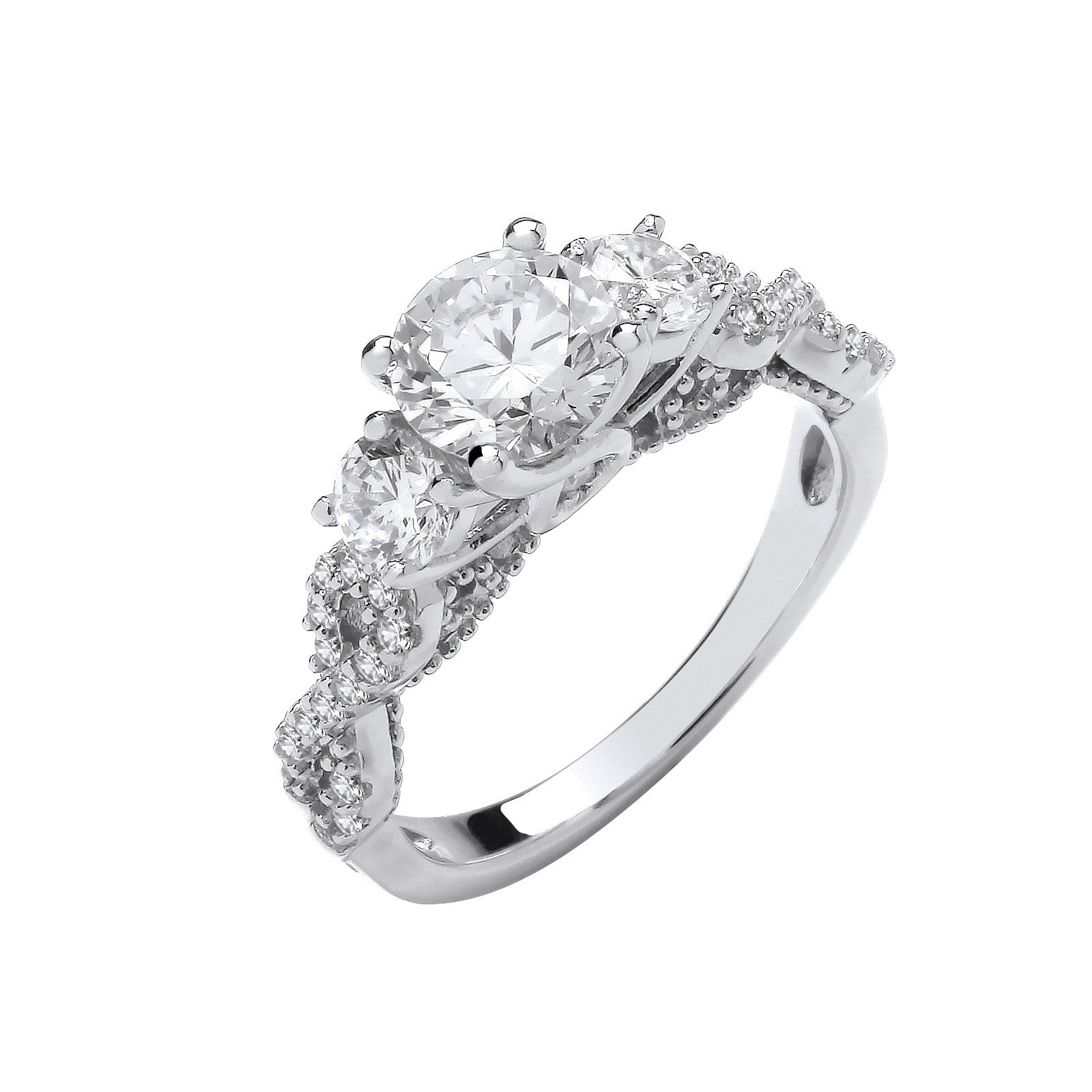 Silver High Setting Trilogy with Infinity Sides Ring - Silver