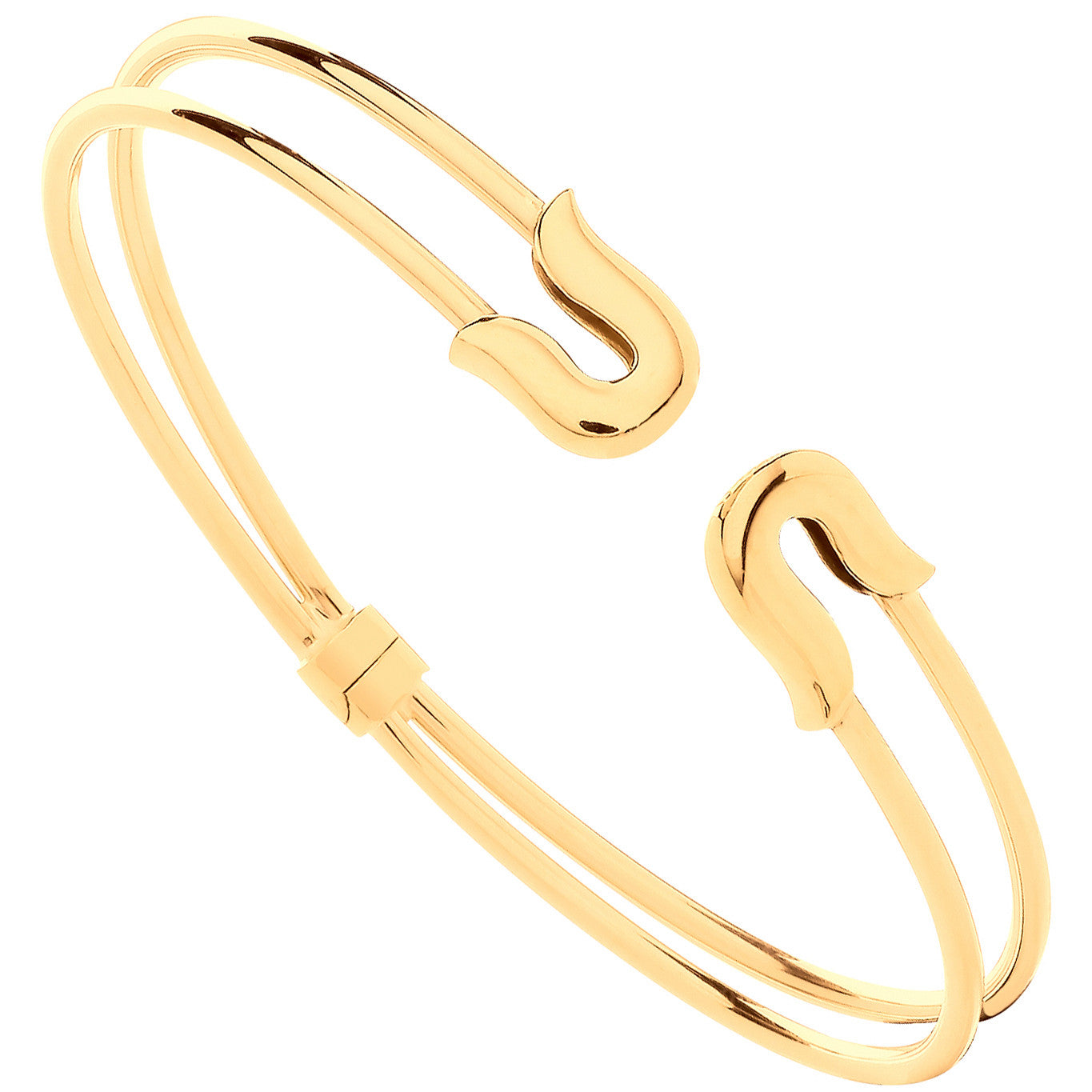 Yellow Gold Safety Pin Style Ladies Bangle - 9ct Gold