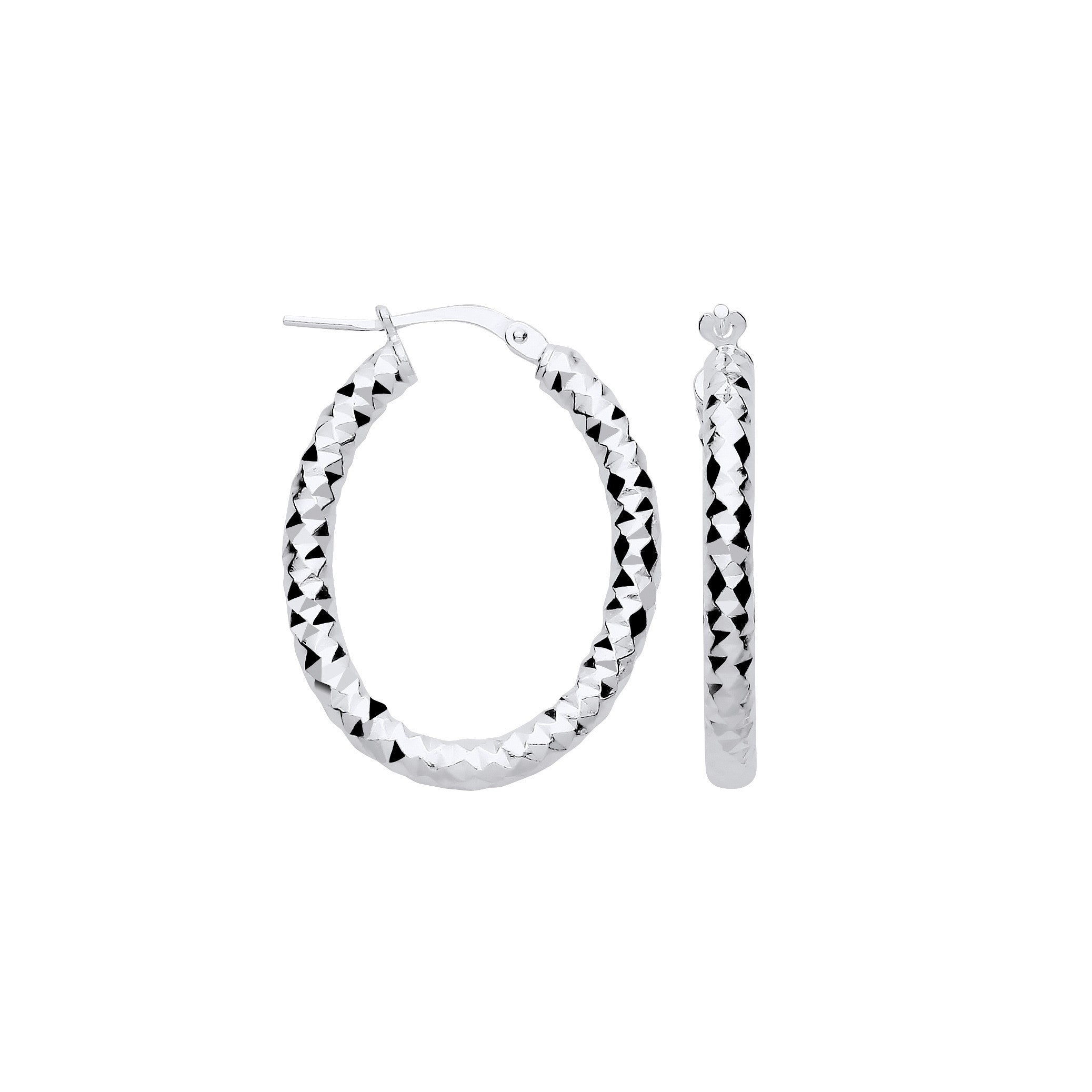 Silver D/C Creole Hoop Earrings - Silver