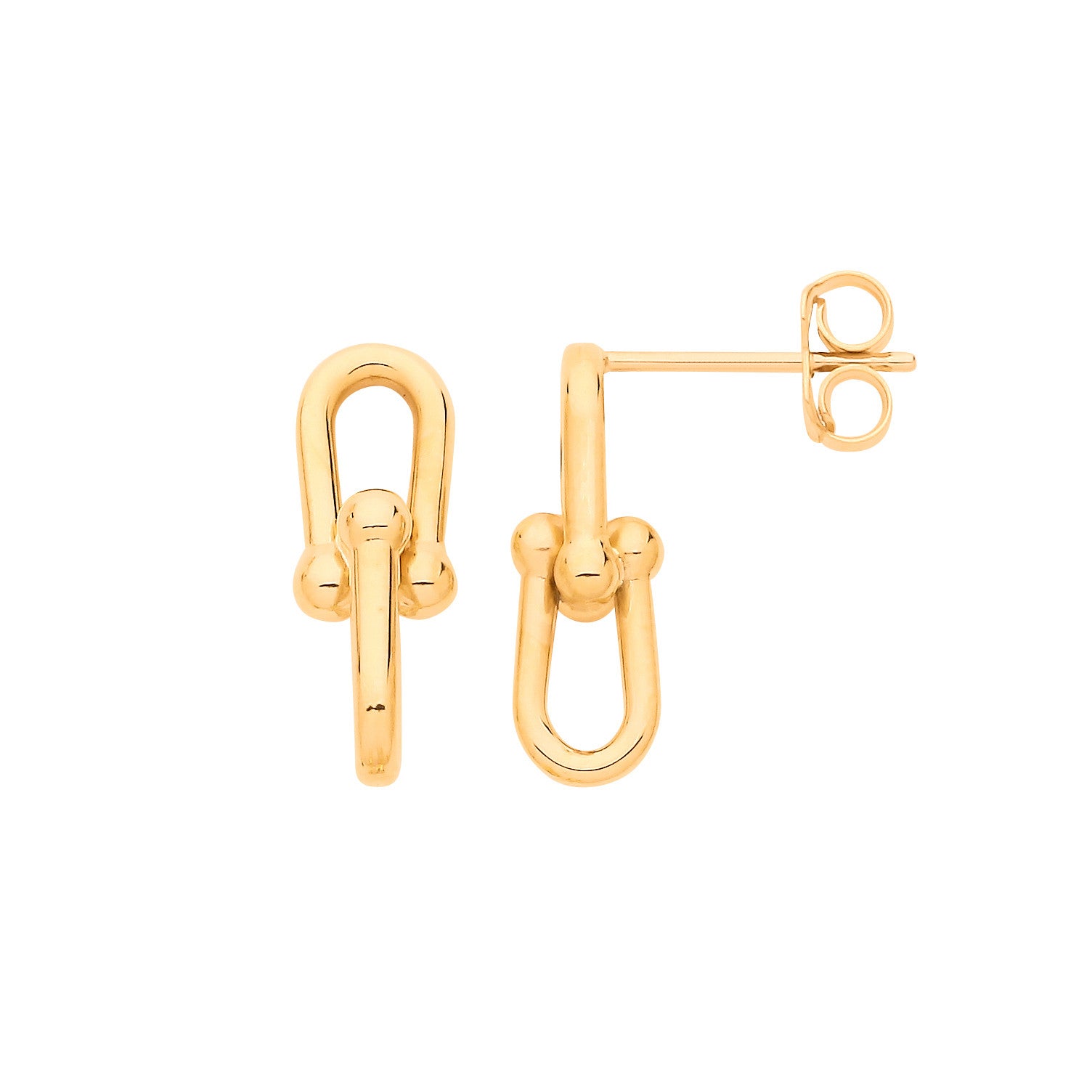 Yellow Gold Bike Lock Stud Earrings - 9ct Gold