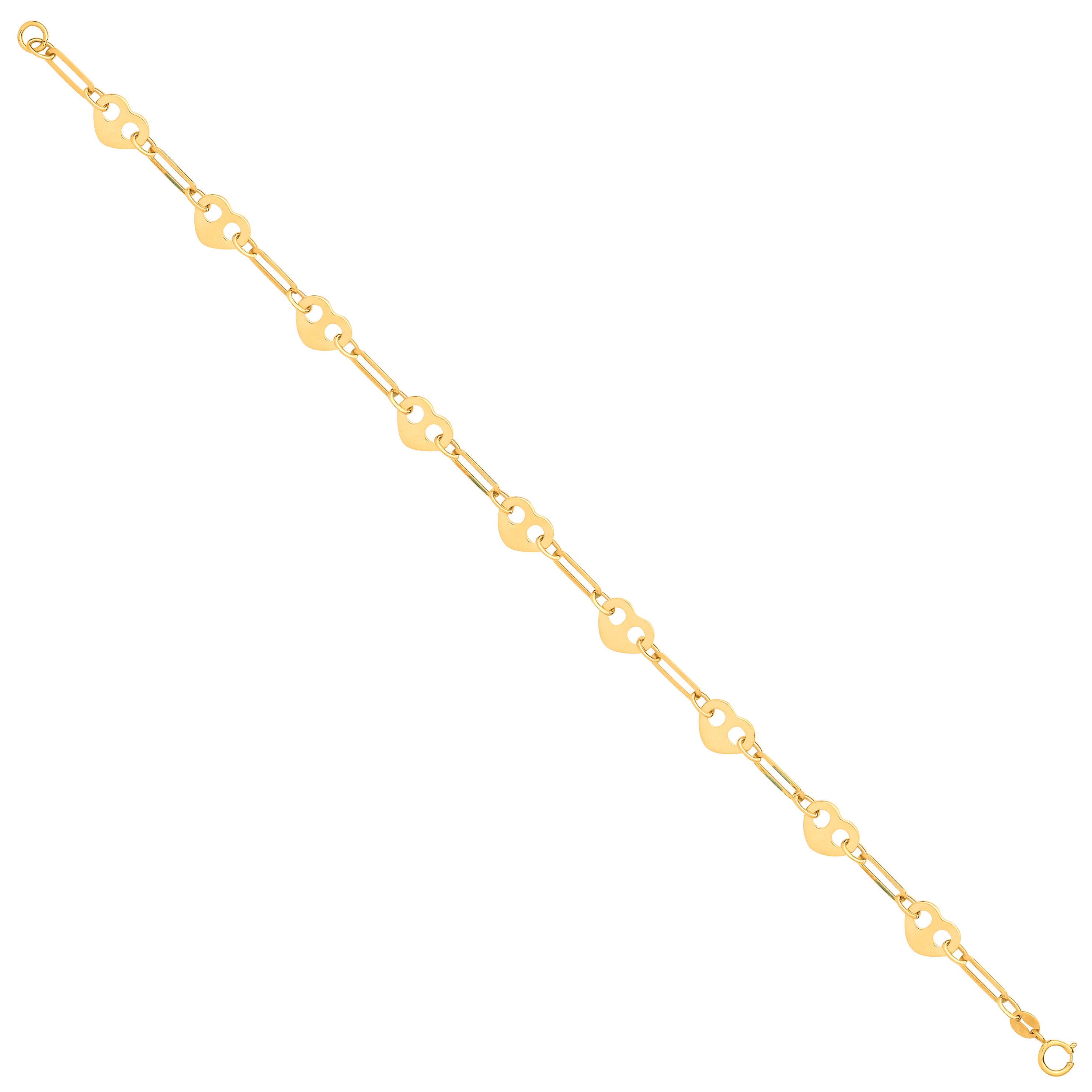 Yellow Gold Hearts Ladies Bracelet - 9ct Gold