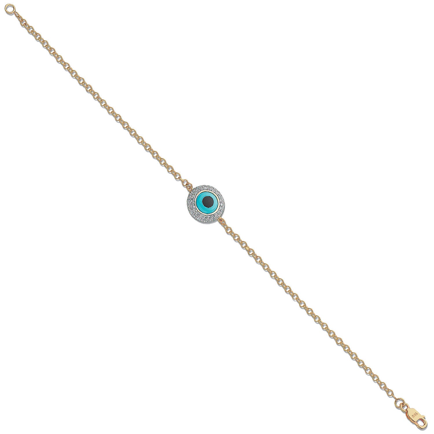 18ct Yellow Gold 0.30ct Evil Eye Diamond Bracelet - 18ct Gold