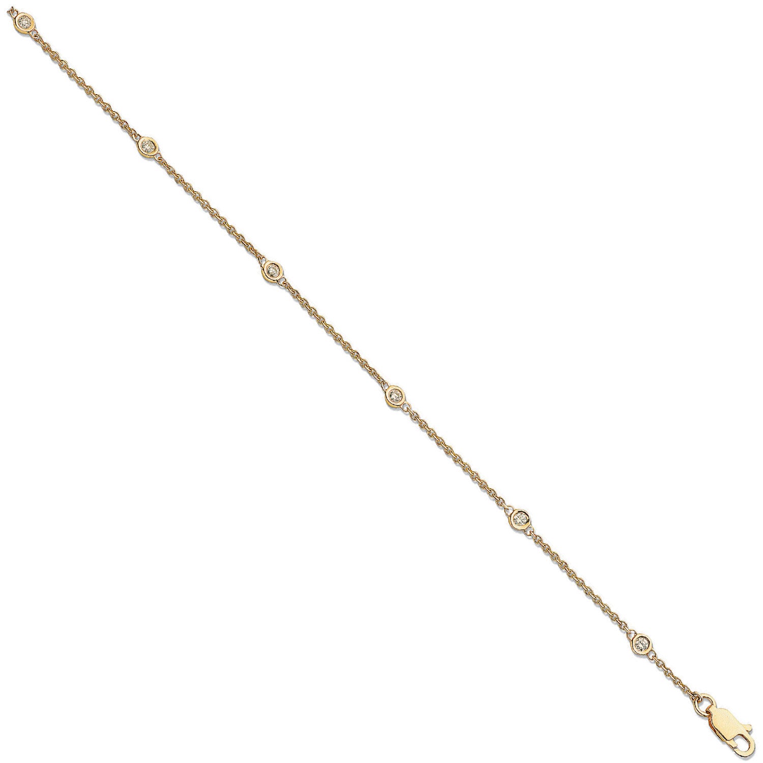 18ct Yellow Gold 0.20ct Diamond by the yard Rubover Bracelet - 18ct Gold