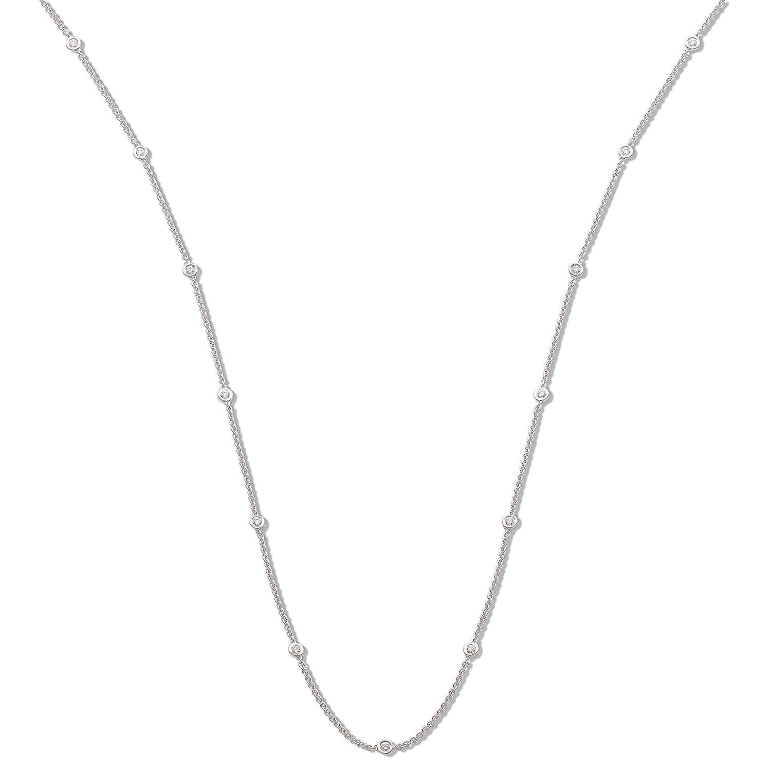 18ct White Gold 0.50ct Diamond by the yard Necklace (18in/45cm) - 18ct Gold