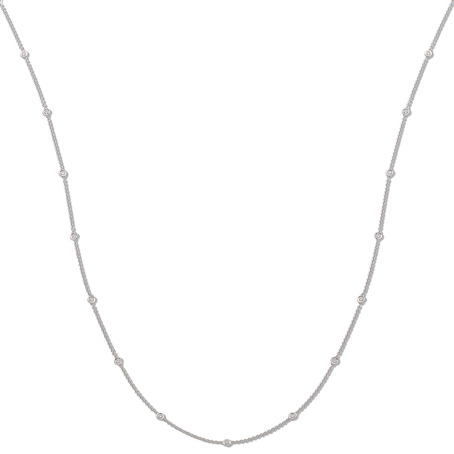 18ct White Gold 1.00ct Diamond by the yard Necklace (36in/91cm) - 18ct Gold