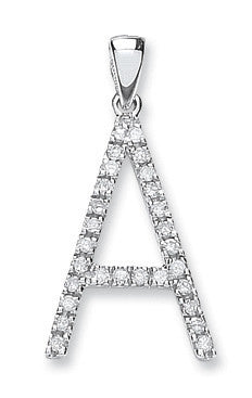 9ct White Gold 0.20ct Diamond A Initial - 9ct Gold