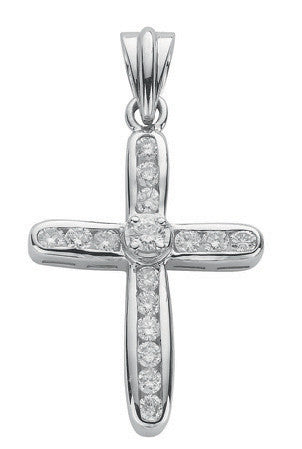 18ct White Gold 0.50ct Diamond Cross - 18ct Gold