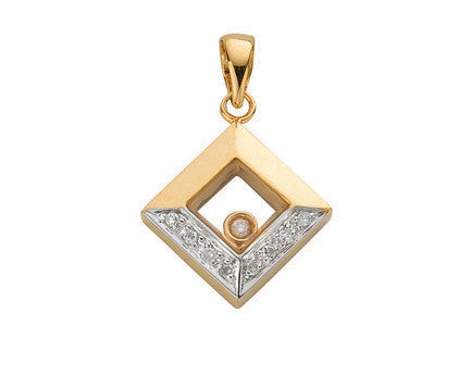 9ct Yellow Gold 0.05ct Floating Diamond Pendant - 9ct Gold