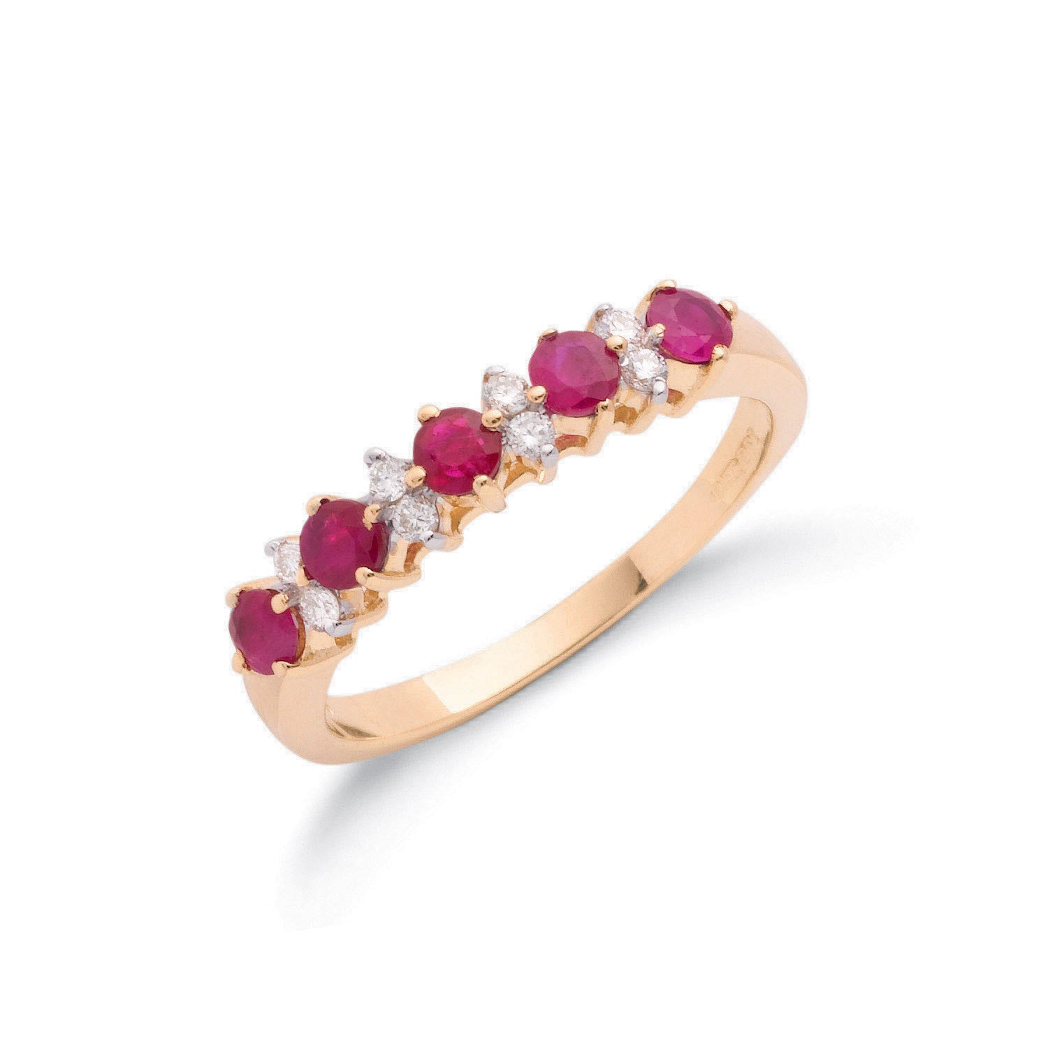 9ct Yellow Gold 0.12ct Diamond & 0.65ct Ruby Eternity Ring - 9ct Gold