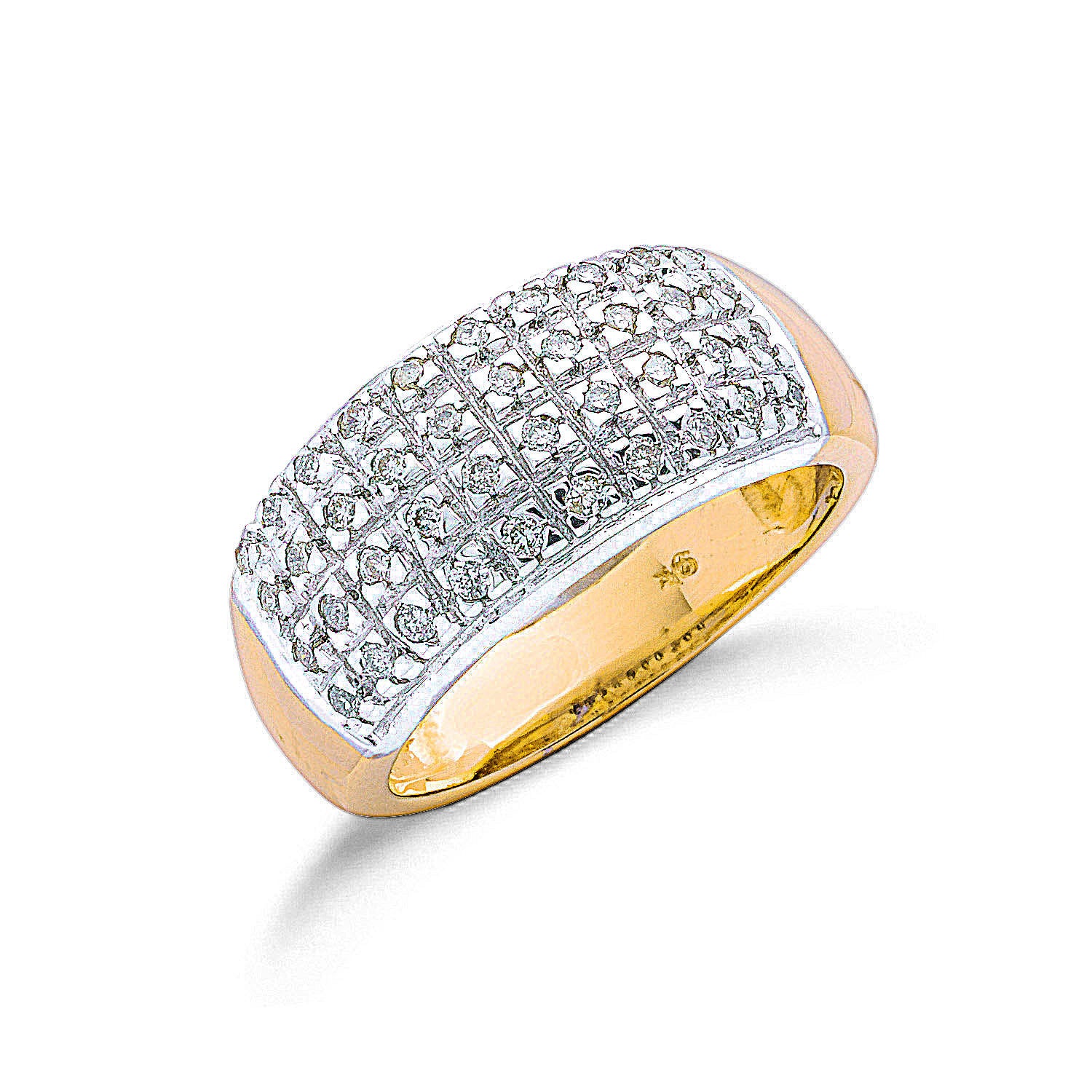 Bague Bombay en or jaune 9 carats avec diamants de 0,50 carat au total - Or 9 carats