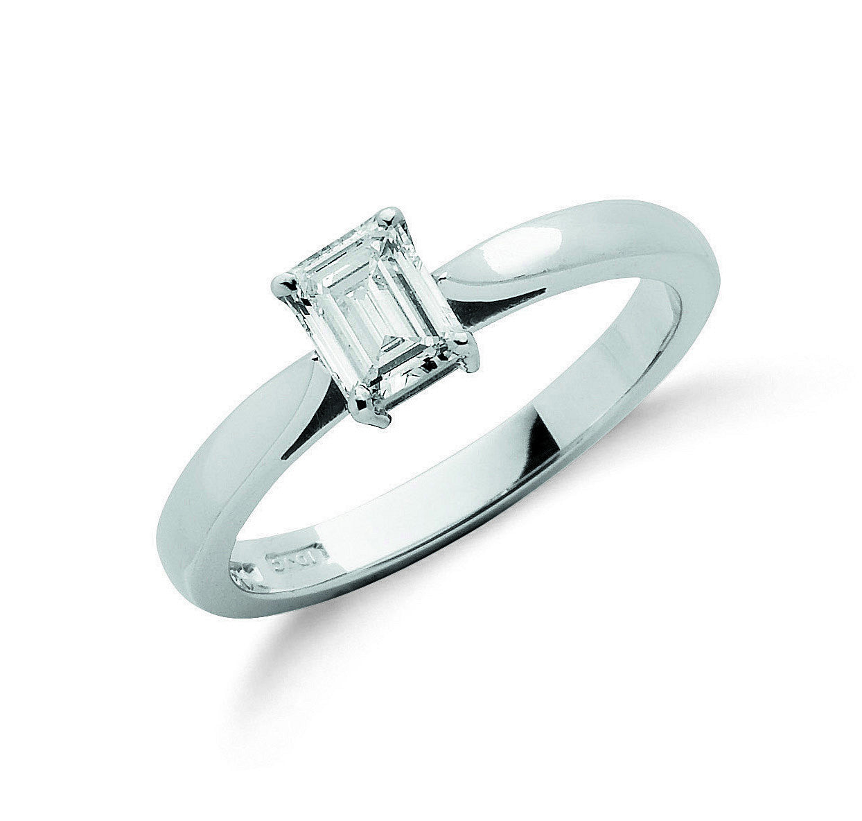18ct White Gold 0.50ct Emerald Cut Diamond Engagement Ring - 18ct Gold
