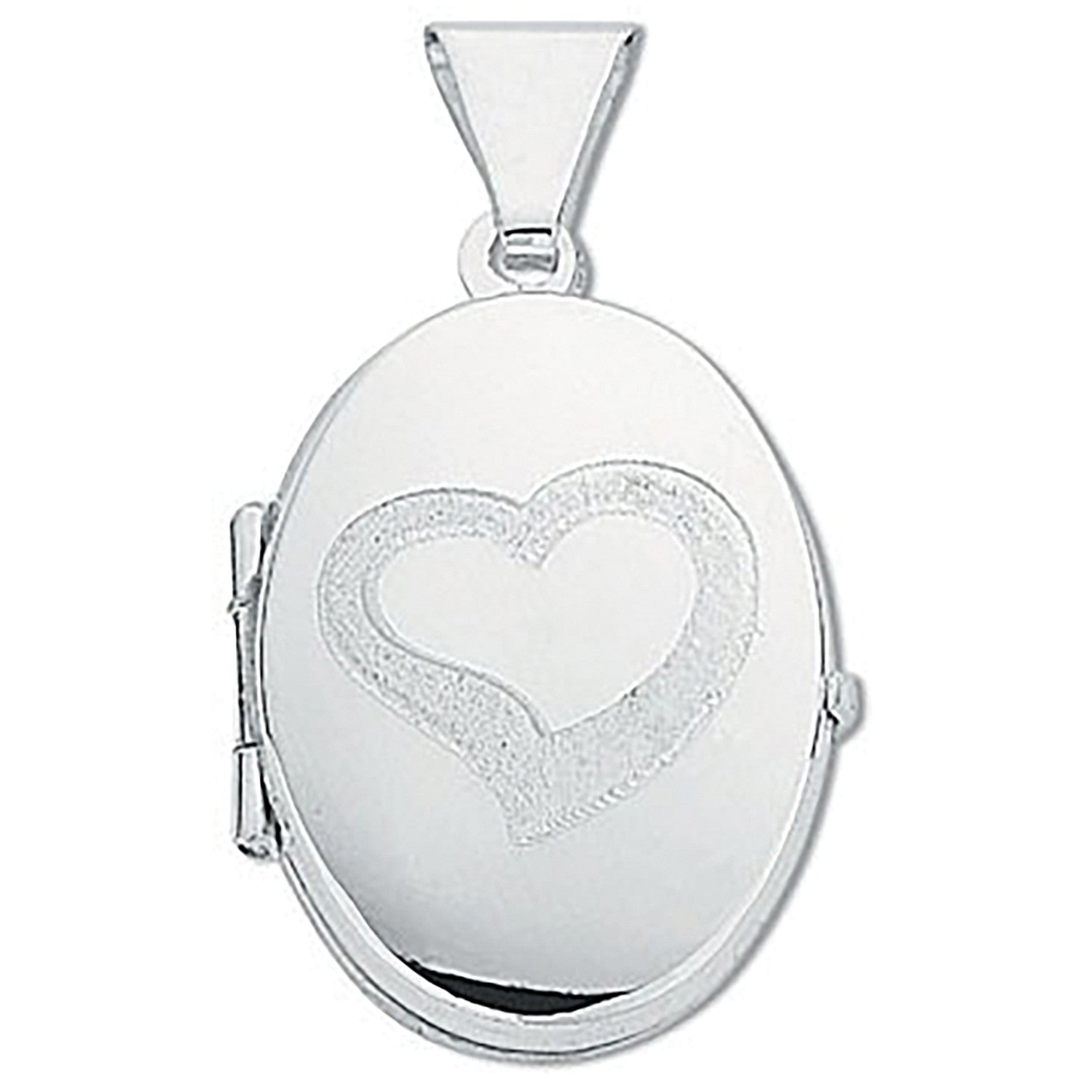 Silver Small Engraved Oval Shaped Locket - Silver