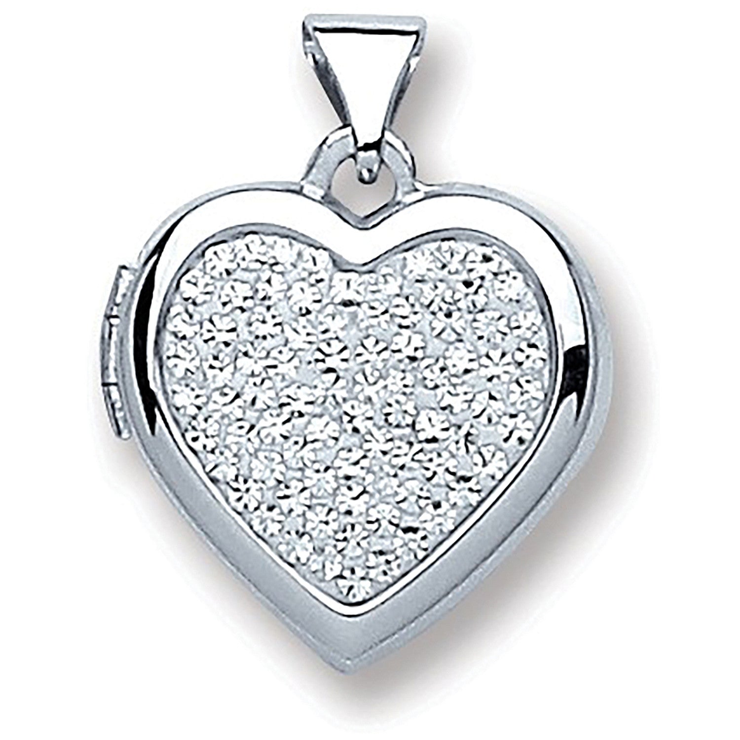 Silver Heart all Crystals Locket - Silver