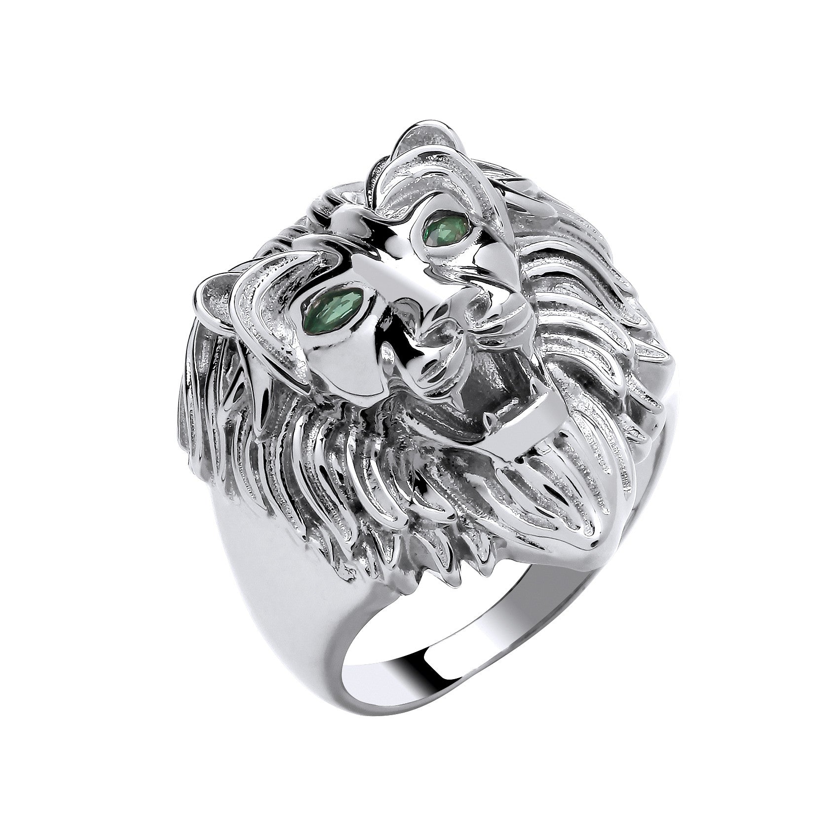 Silver Lion Head Gents Ring - Silver