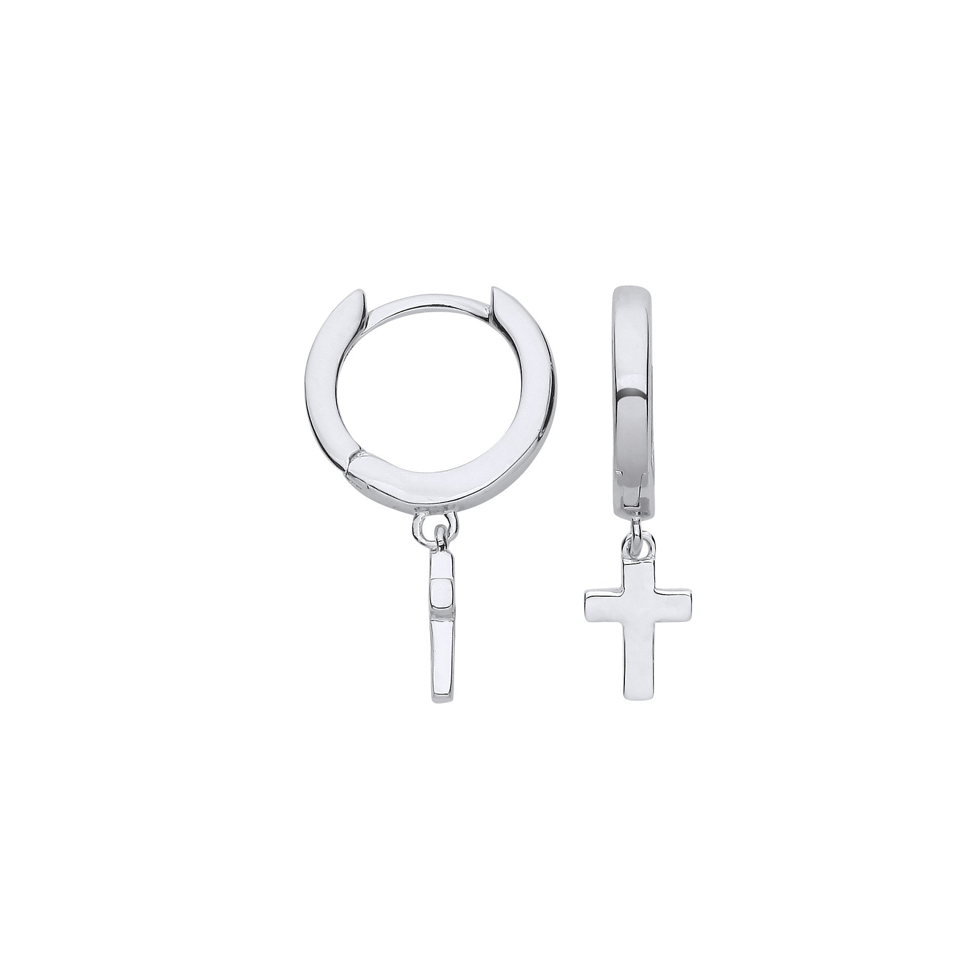 Créoles charnières Croix argent - Argent