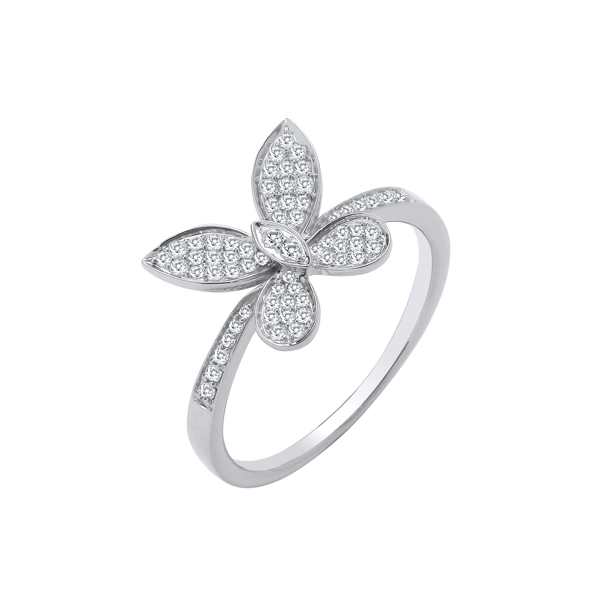 9ct White Gold 0.27ct Butterfly Ring - 9ct Gold