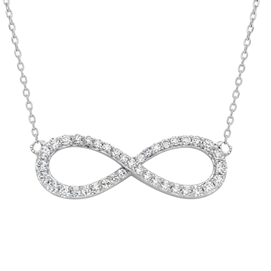 9ct White gold 0.47ctw G SI Infinity Pendant (18in/45cm) Chain