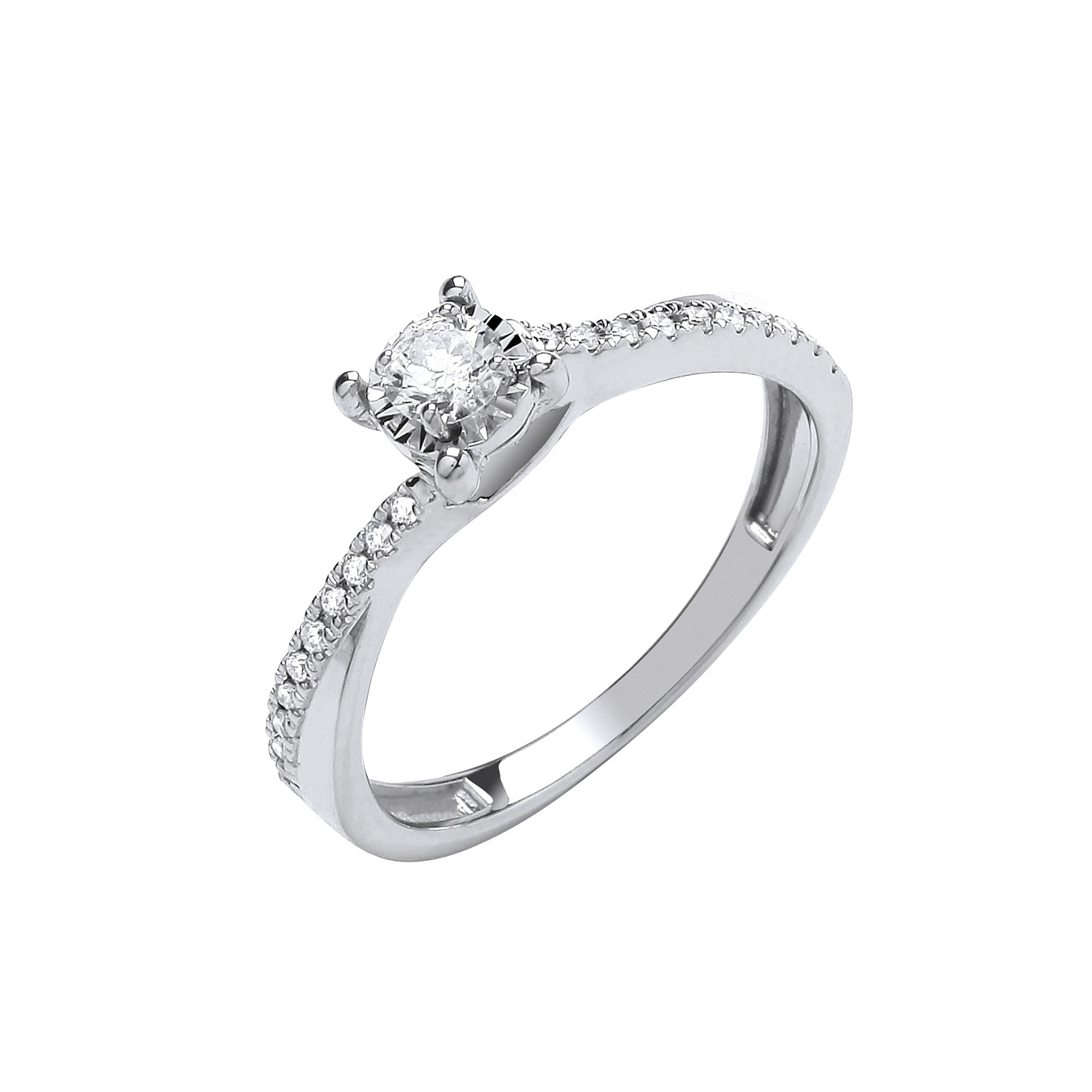 9ct White Gold 0.25ct Diamond Ring - 9ct Gold