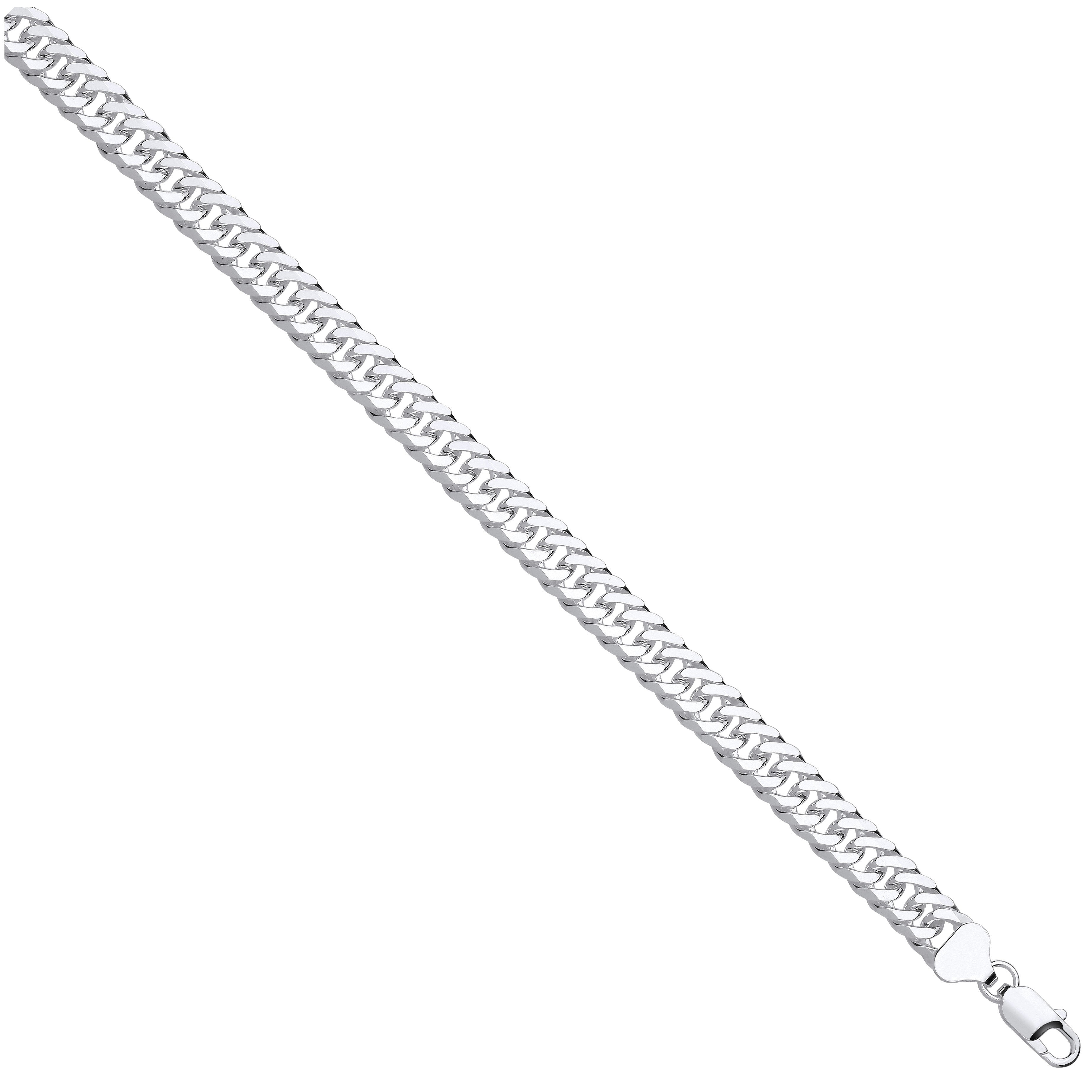 Silver Double Curb 9mm Chain - Silver
