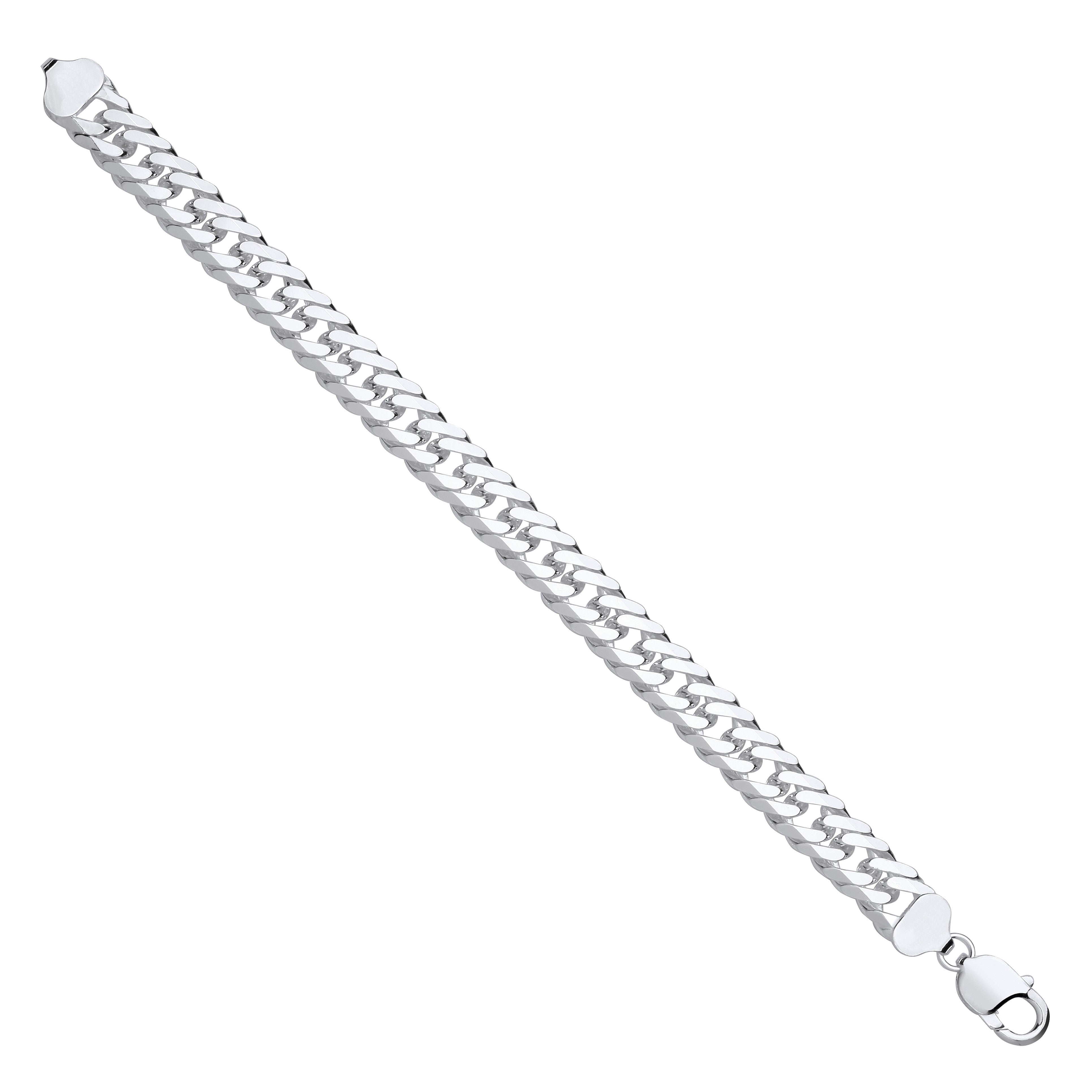 Silver 11mm Double Curb Gents Bracelet - Silver