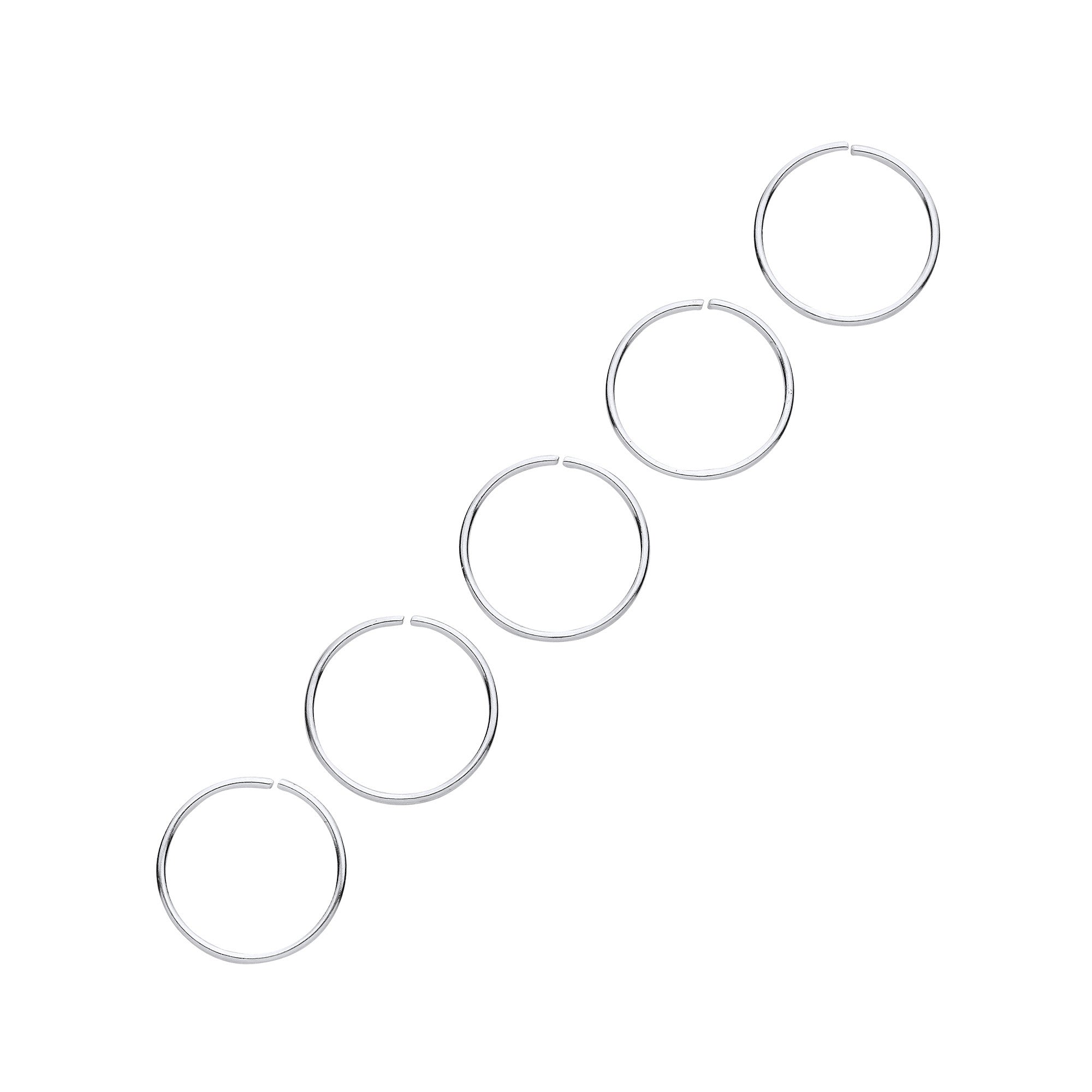 Silver 10mm NOSE Hoop Ring (Pack of 5) - Silver