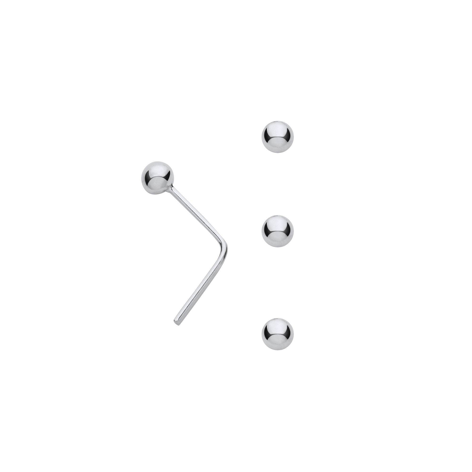Silver 2.5mm Ball Nose Studs (pack of 3) - Silver