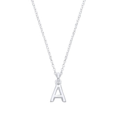 Silver Small Plain Initial 16" + 1" Necklace