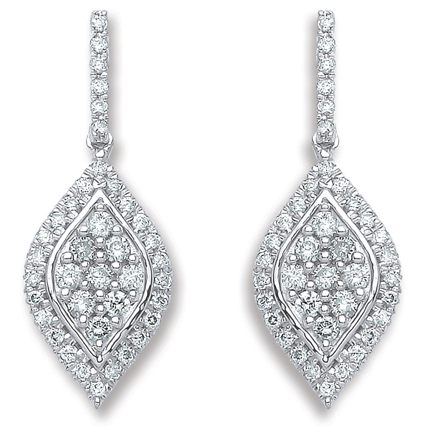 18ct White Gold 0.50ct Diamond Drop Earrings - 18ct Gold