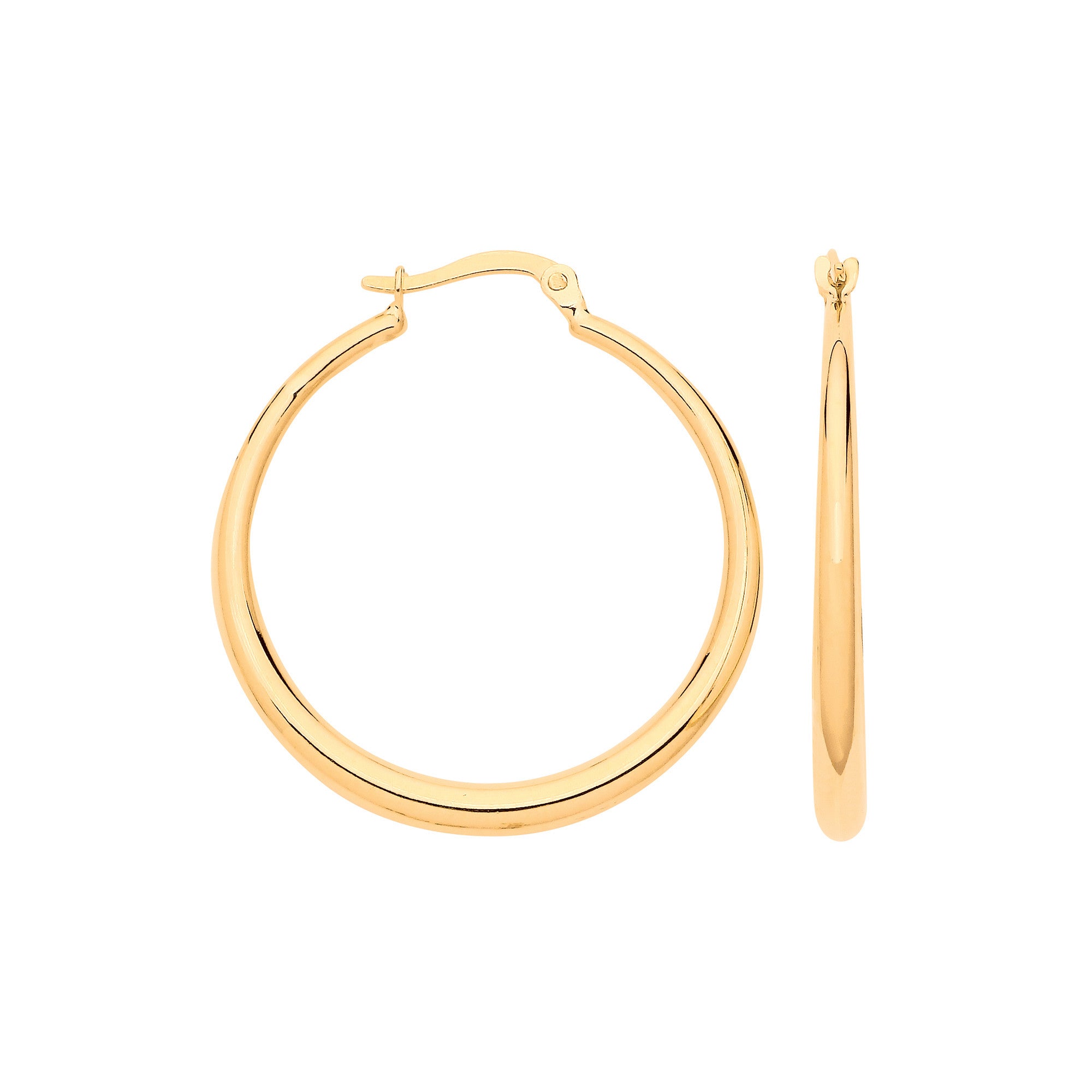 Yellow Gold Graduated Curve Hollow Hoop Earrings - 9ct Gold