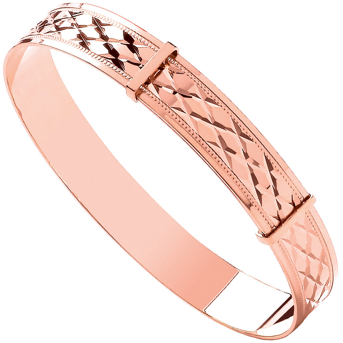 Rose Gold D/C Expandable Baby Bangle - 9ct Gold