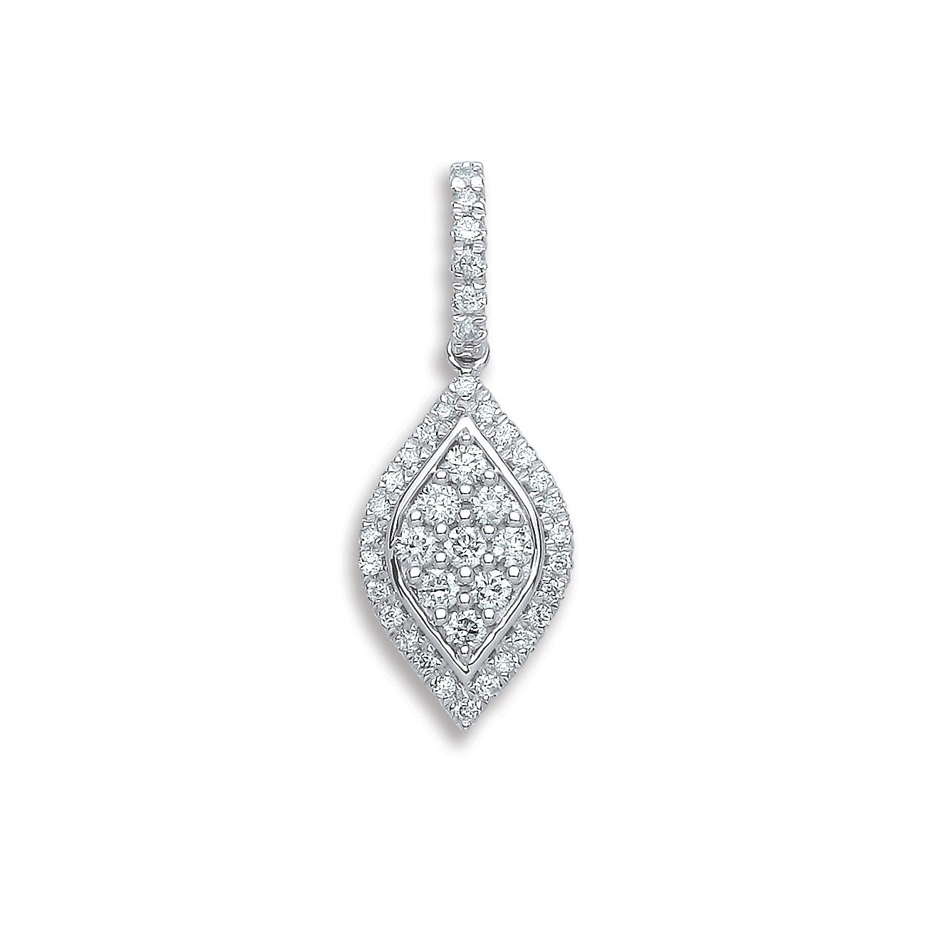 18ct White Gold 0.33ct Diamond Drop Pendant - 18ct Gold