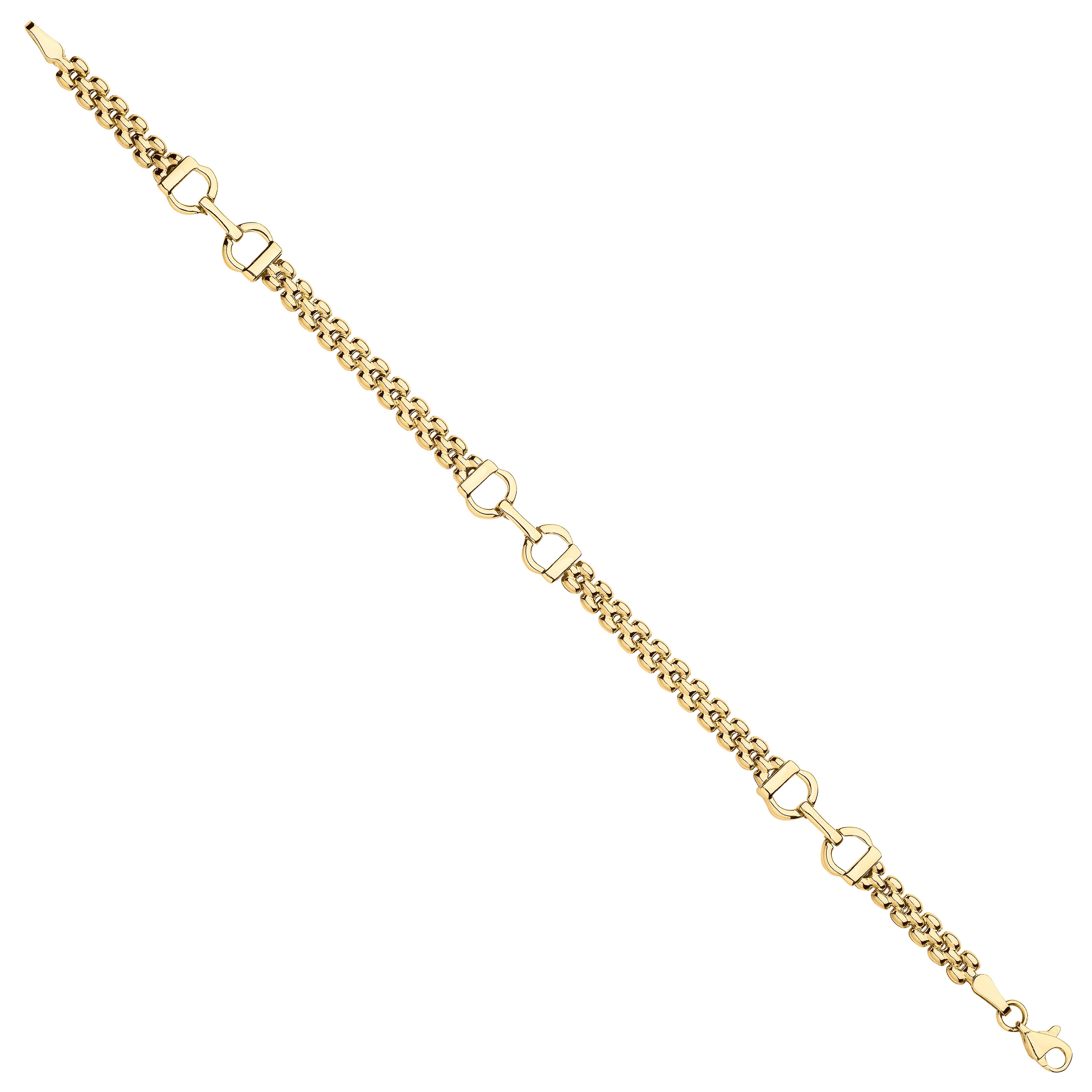 Yellow Gold Panther 3 Row Fancy Ladies Bracelet - 9ct Gold