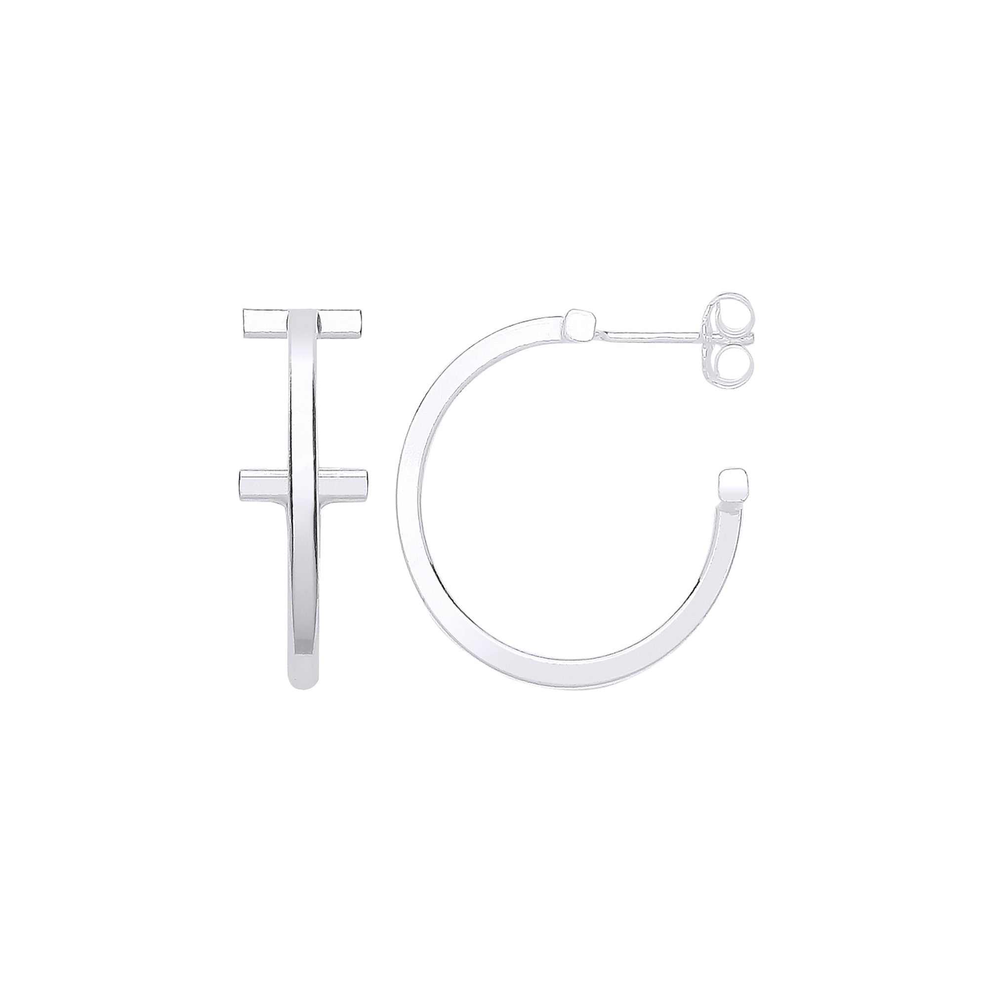 Silver T-Hoop 20mm Earrings - Silver