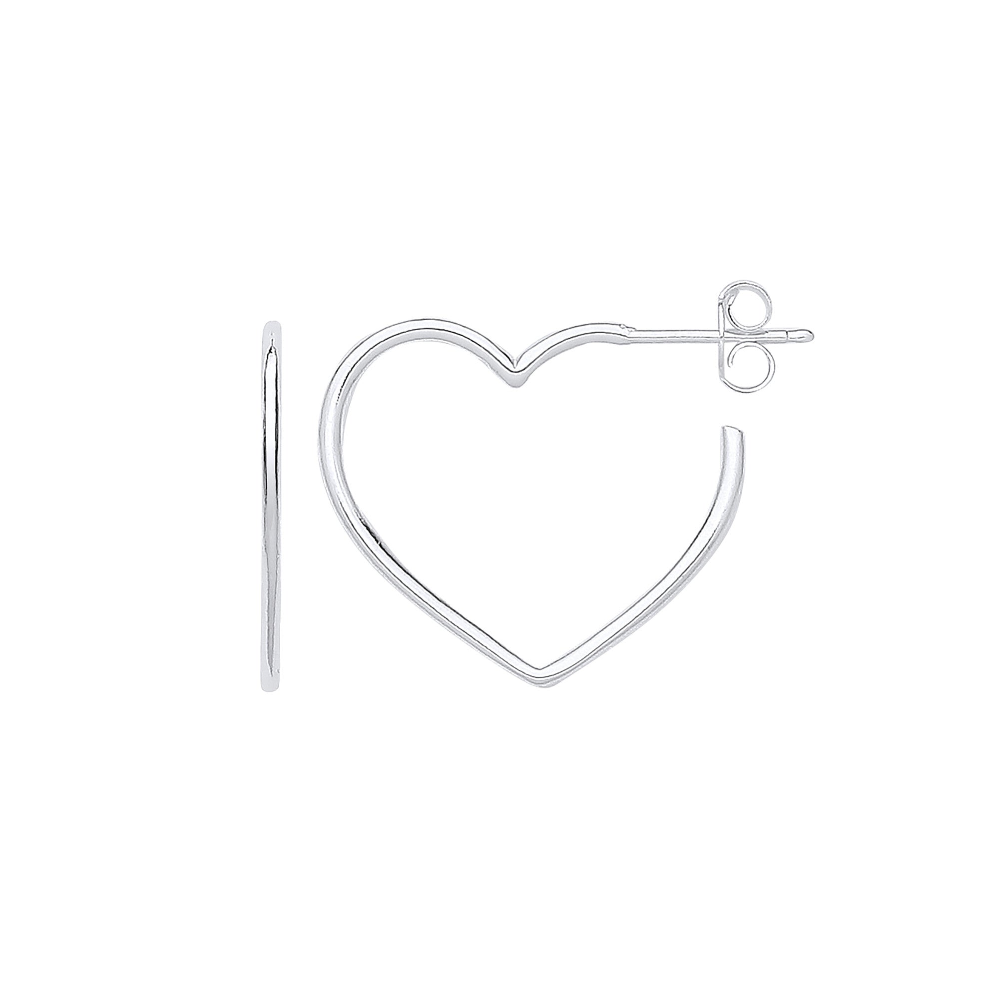 Silver Heart Hoop Earrings - Silver