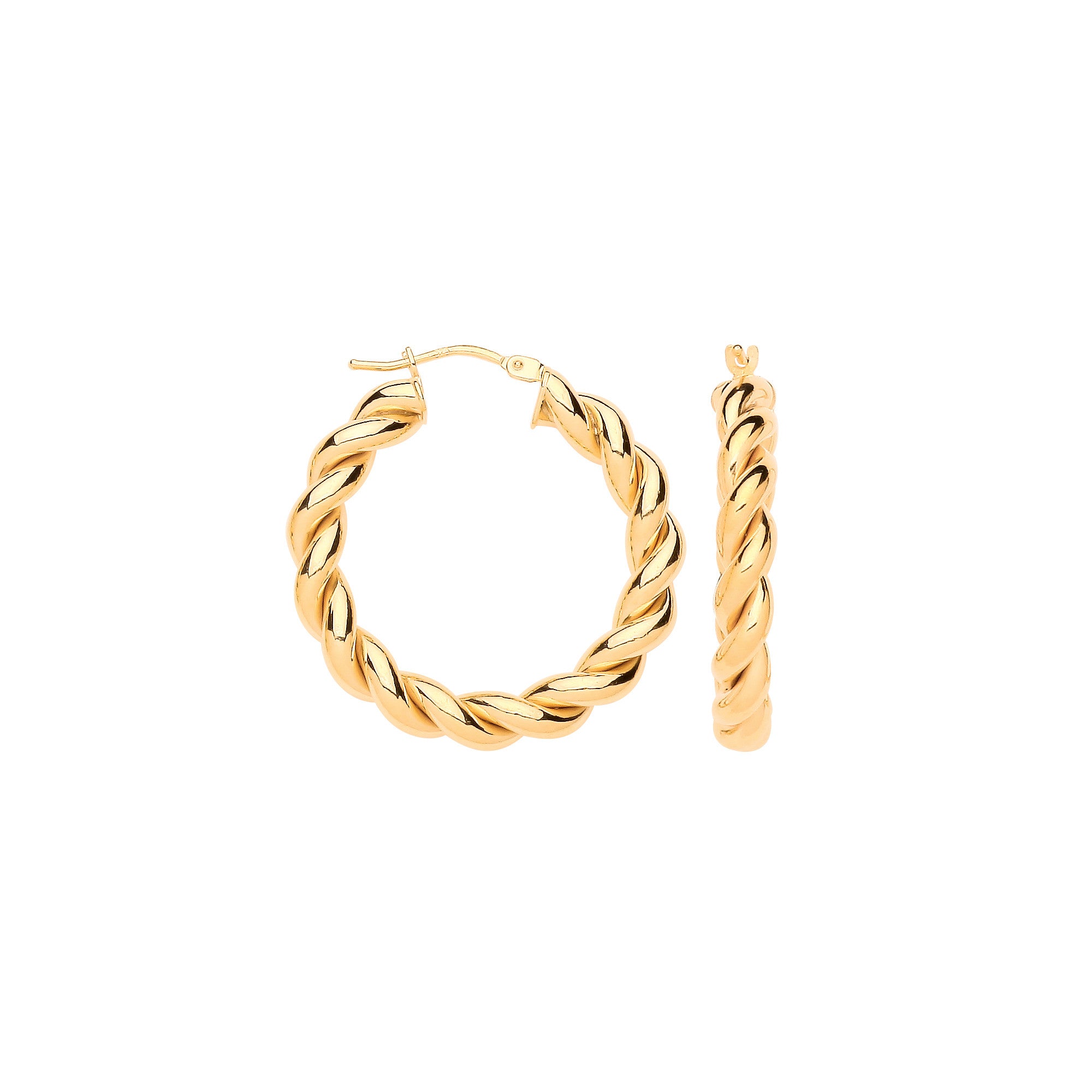Yellow Gold 30mm Big Twist Hollow Hoops - 9ct Gold