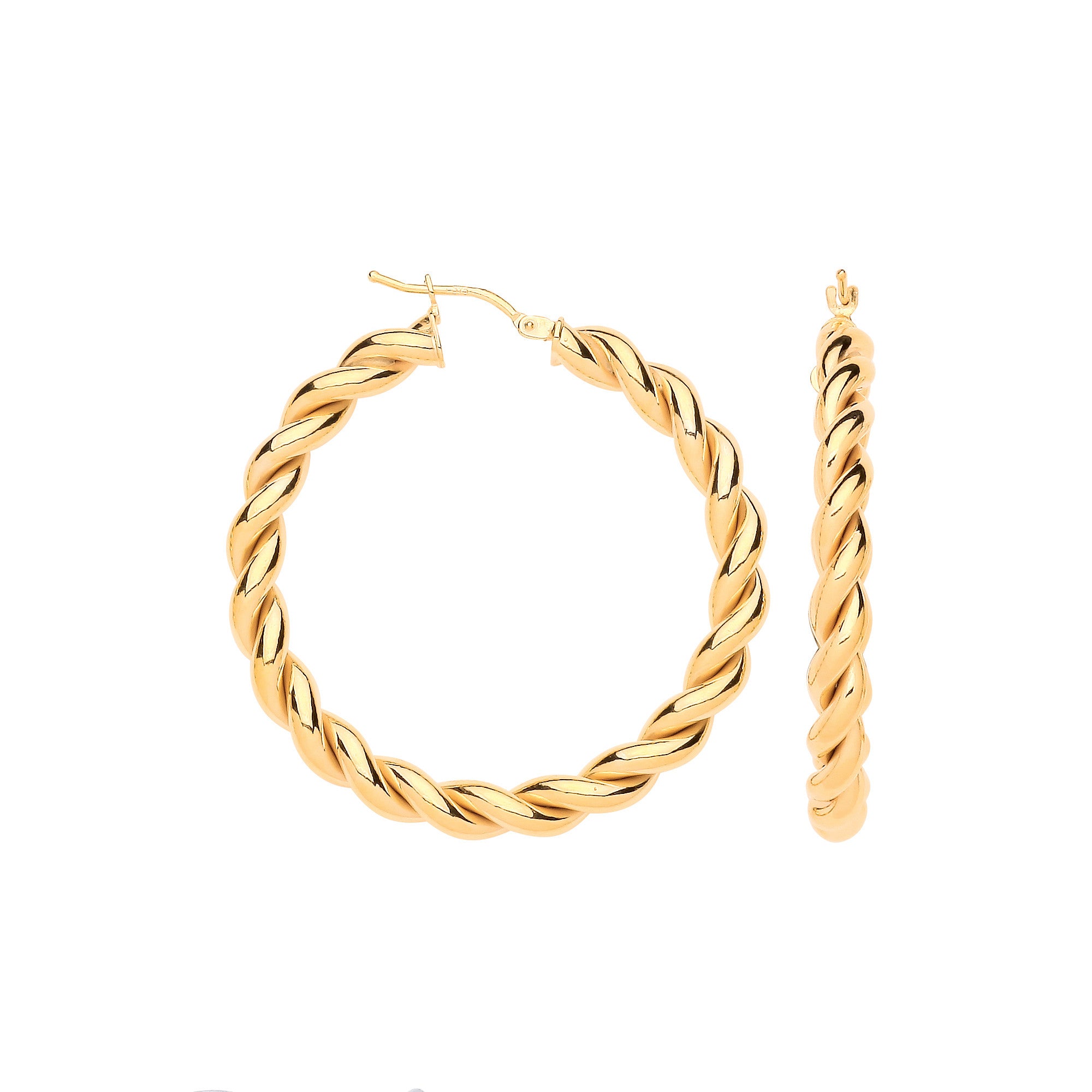 Yellow Gold 40mm Big Twist Hollow Hoops - 9ct Gold