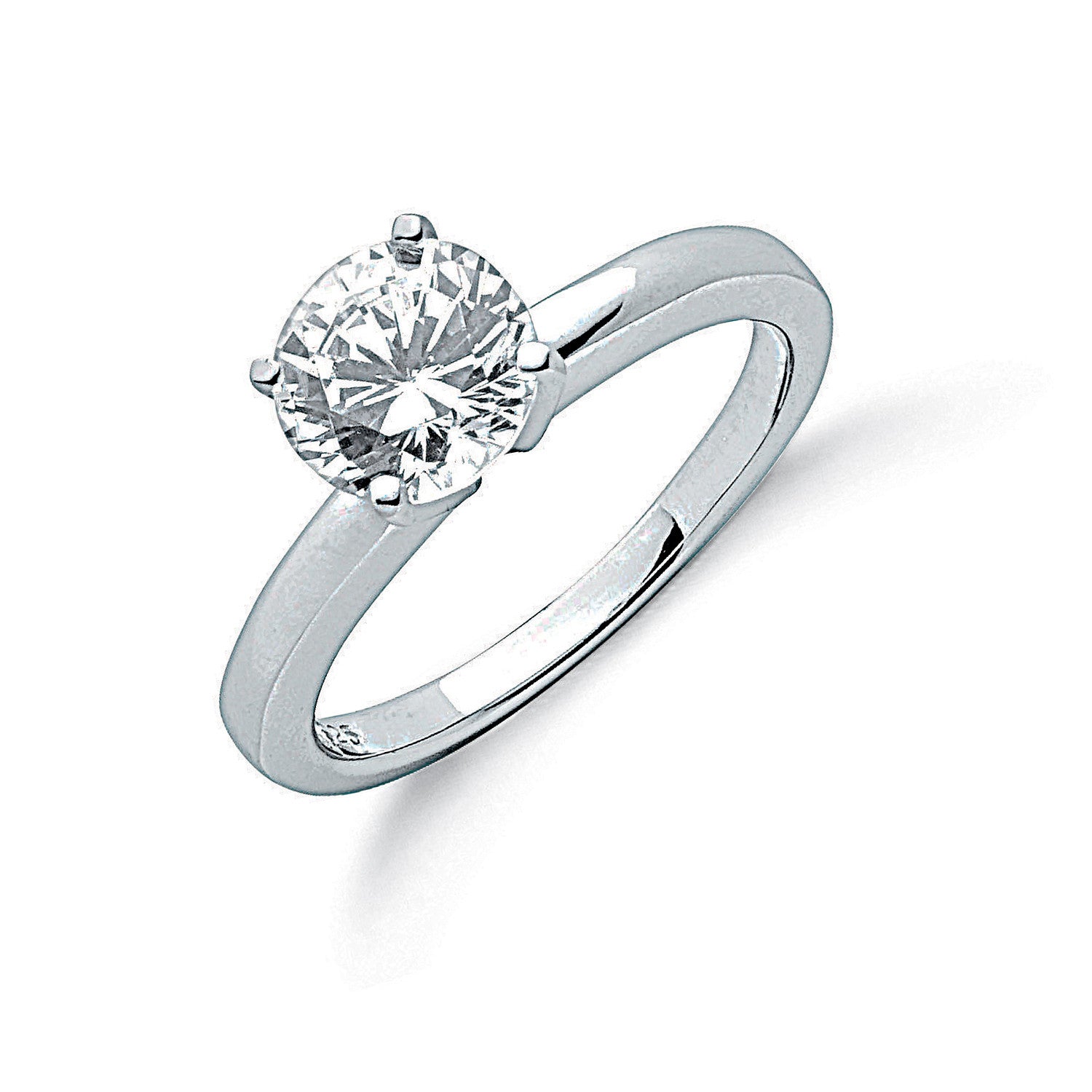 Silver Claw Set Cubic Zirconia Solitaire Ring - Silver