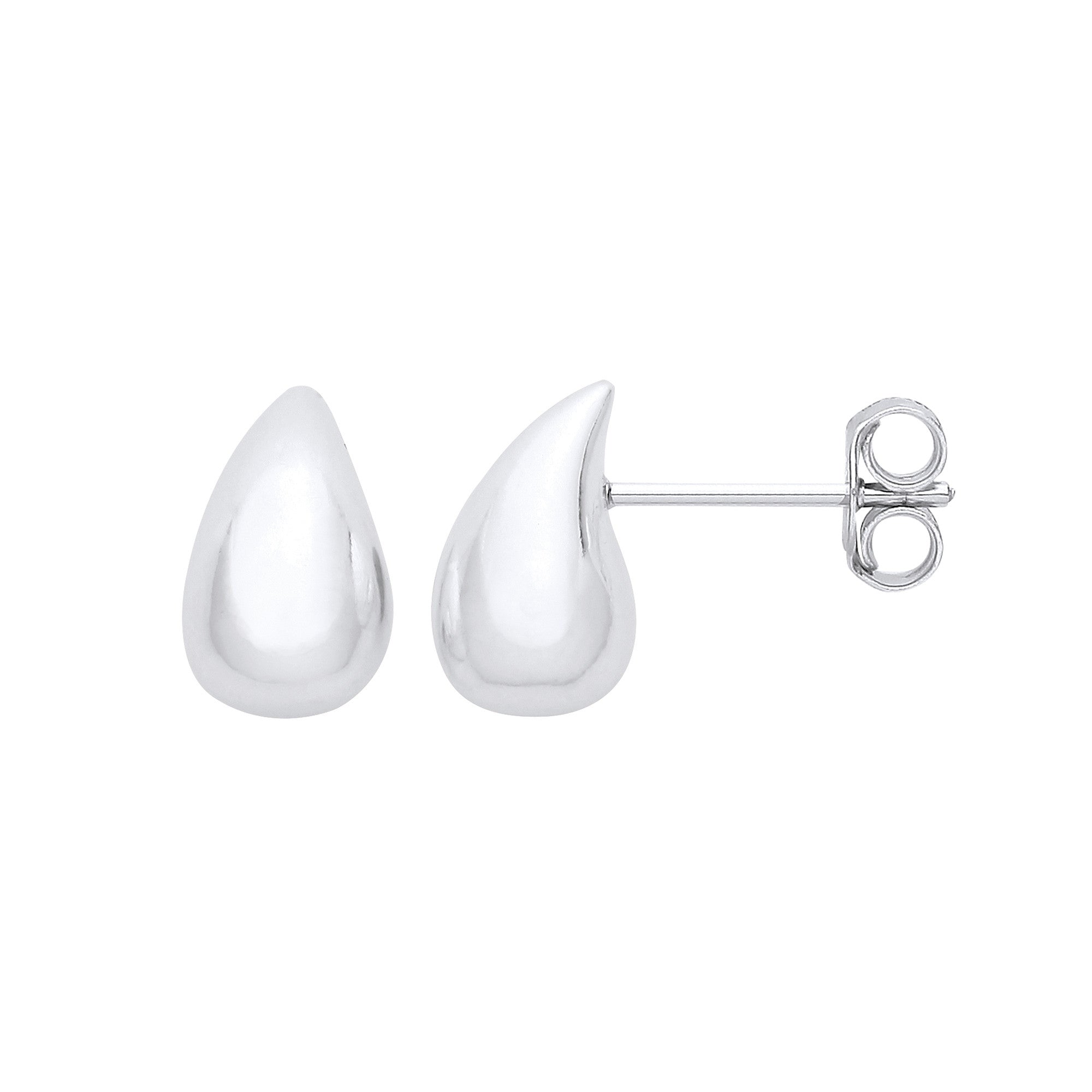 Silver Teardrop Studs - Silver