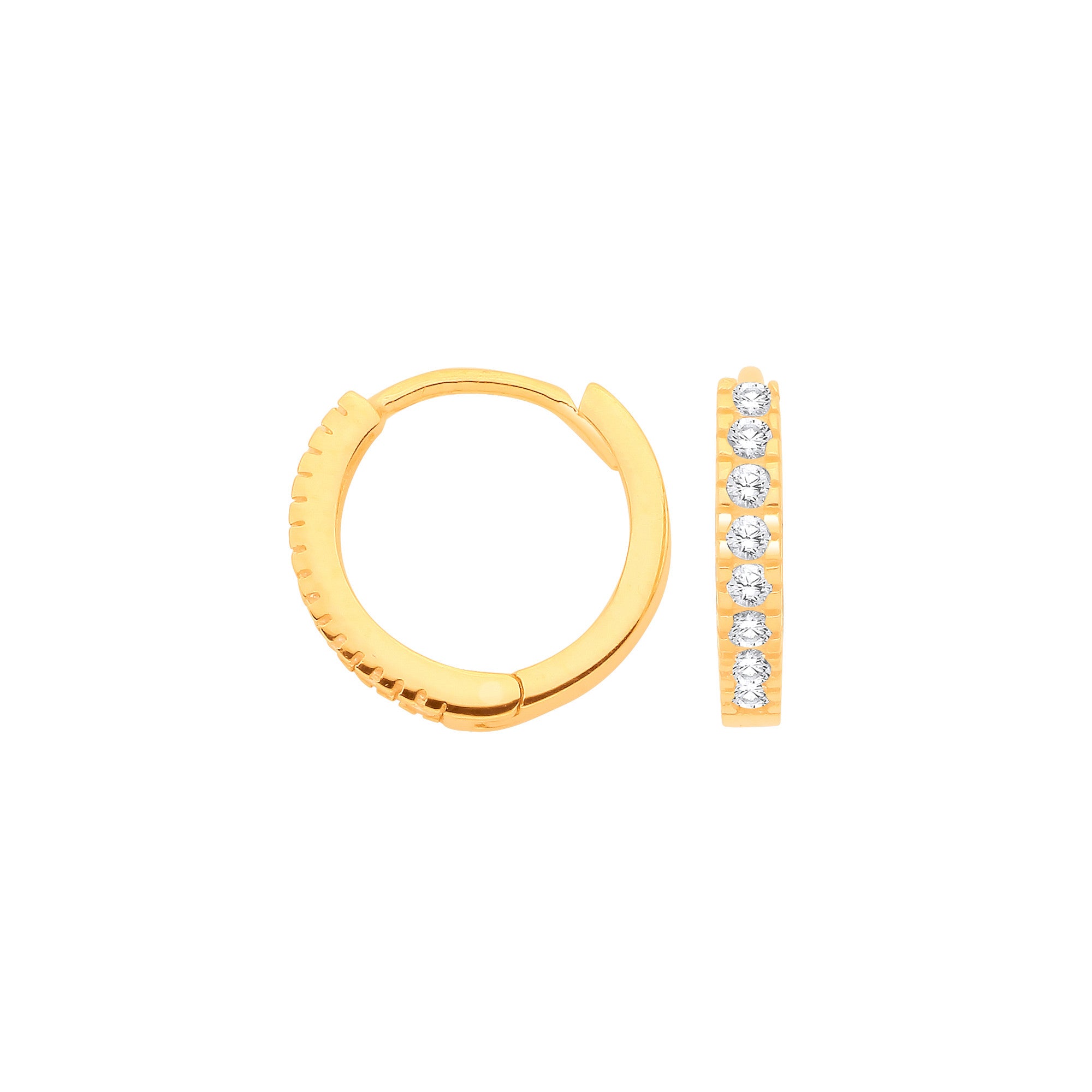 Yellow Gold 11.7mm Cubic Zirconia Huggies - 9ct Gold