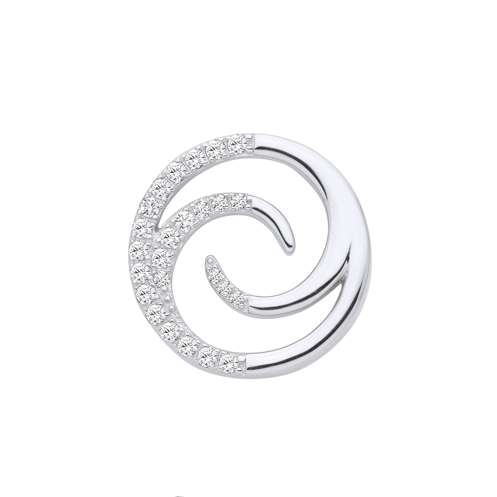Silver Swirl Cubic Zirconia Pendant - Silver
