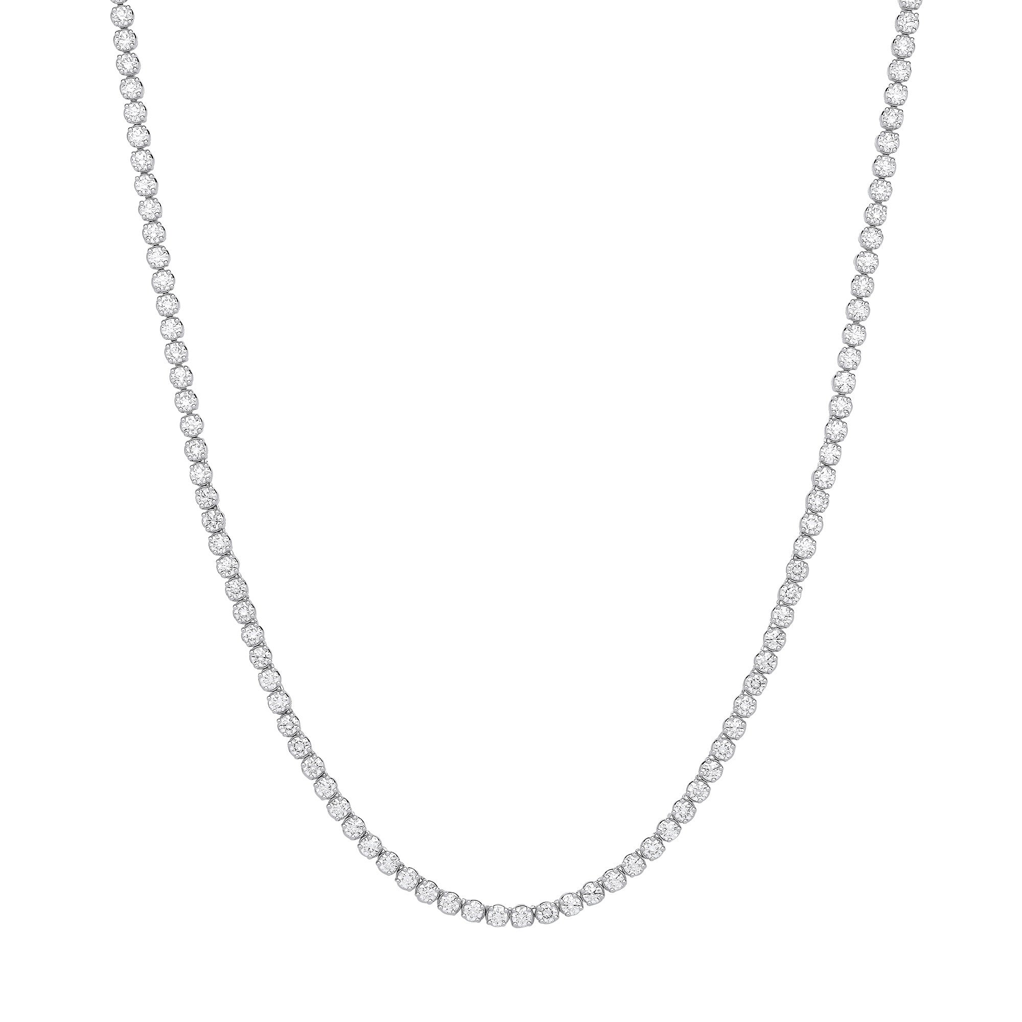 9ct White Gold 15.00ctw LAB GROWN 17" Diamond Tennis Necklace IGI Certified - 9ct Gold