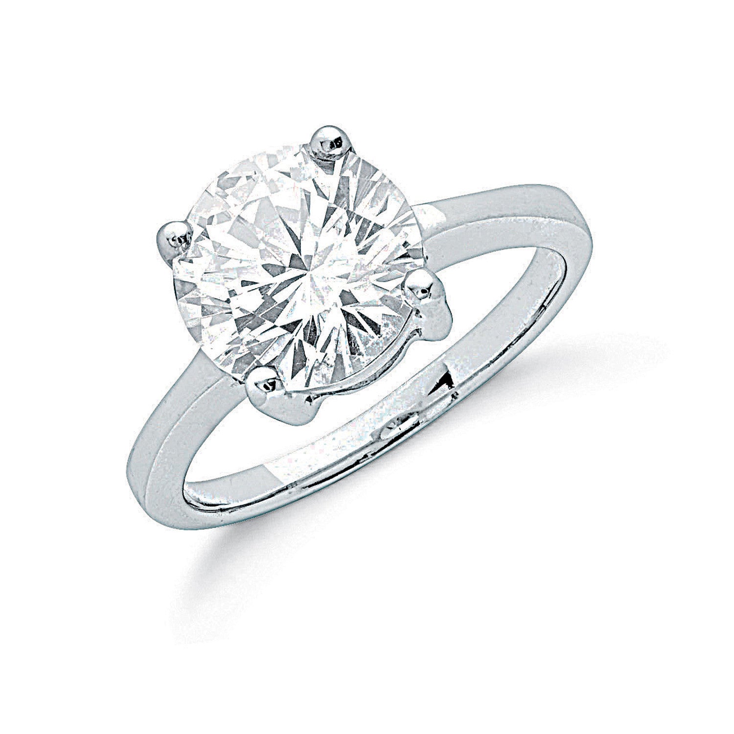 Silver Claw Set Cubic Zirconia Solitaire Ring - Silver
